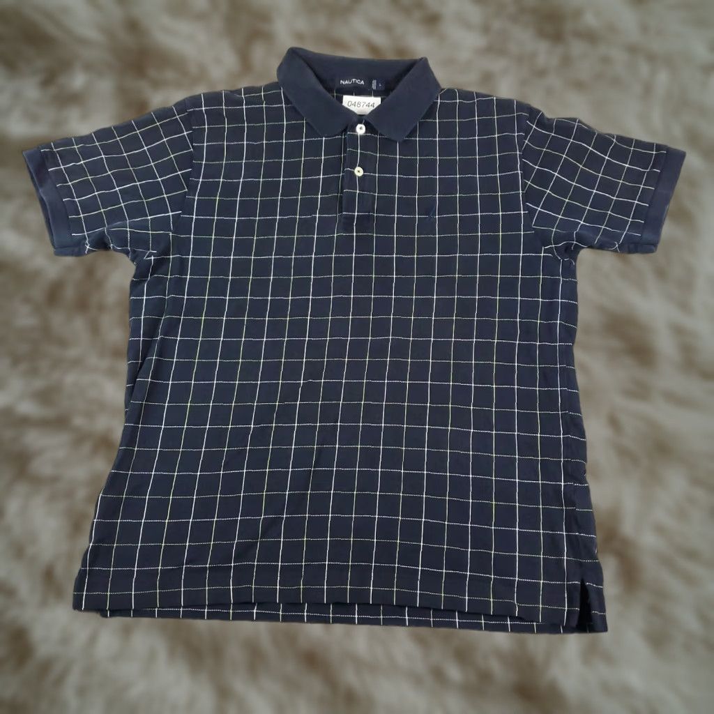 Nautica VINTAGE? No — Nautica Polo Shirt Mens Large Blue Check Short Sleeve Casual Polo Shirt L Blue Nautica Men's Polo 90s Preppy Style Size US L / EU 52-54 / 3 - 1 Thumbnail