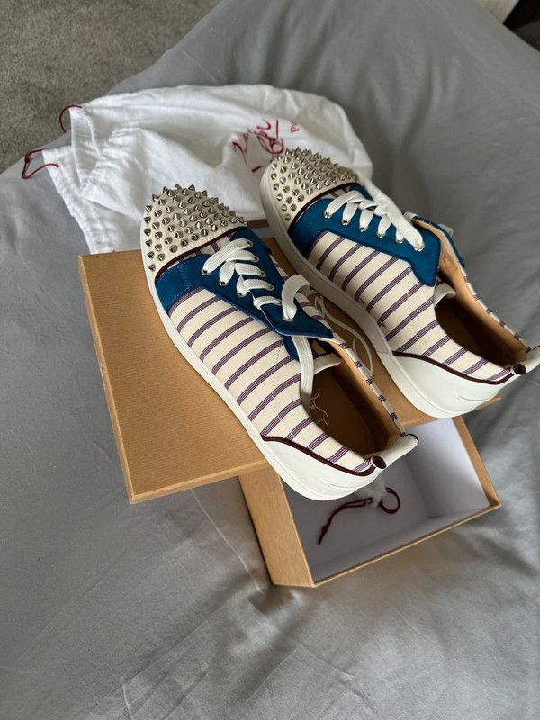 Christian Louboutin Christian Louboutin Blue & White With Red Stripe Size US 12 / EU 45 - 8 Thumbnail
