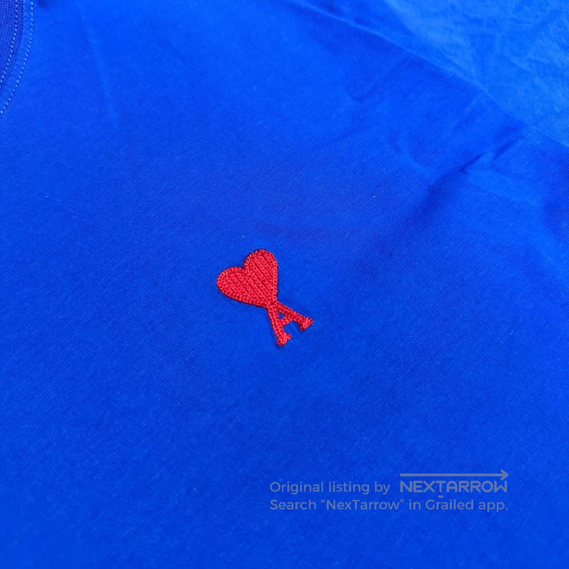 AMI AMI PARIS Klein Blue Heart Embroidered Tee. Size US XL / EU 56 / 4 - 2 Thumbnail