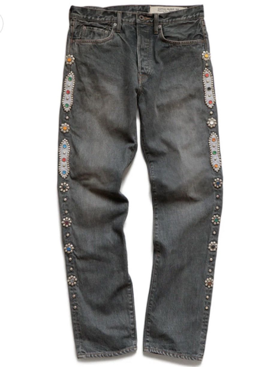 Kapital Kapital 14oz Black Denim 5P Monkey Cisco (Studs Remake) Size US 38 / EU 54 - 1 Thumbnail