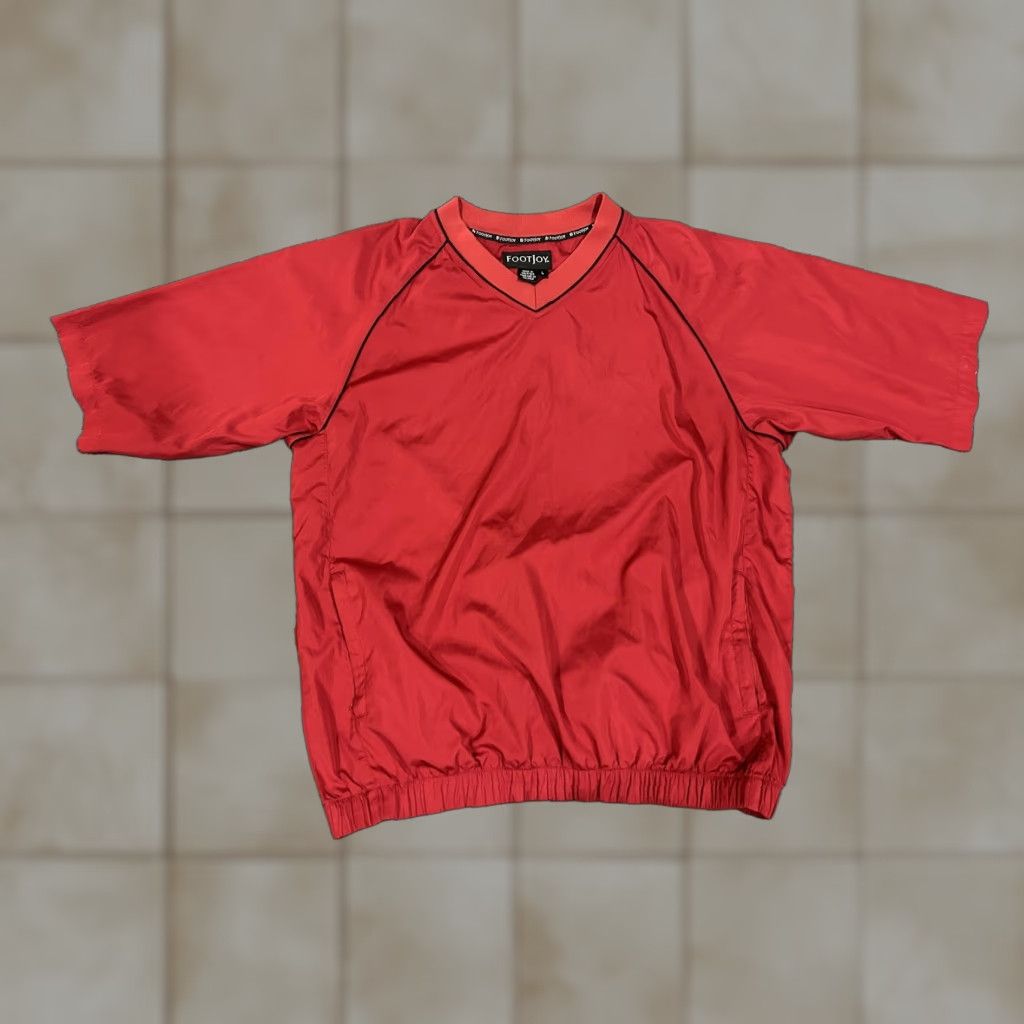 Footjoy FootJoy Jacket Mens Large Red Short Sleeve Windbreaker Pullover V Neck Golf Pockets Elastic Waist Size US L / EU 52-54 / 3 - 1 Thumbnail