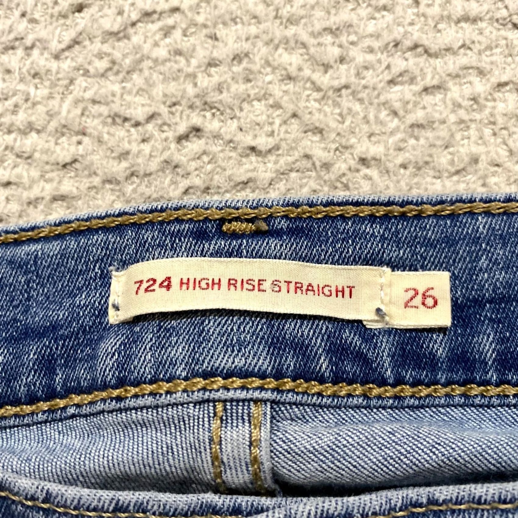 Levi's Levi's Jeans Womens sz 26 Blue Denim Medium Wash High Rise Straight Raw Hem Size 26" / US 2 / IT 38 - 3 Thumbnail