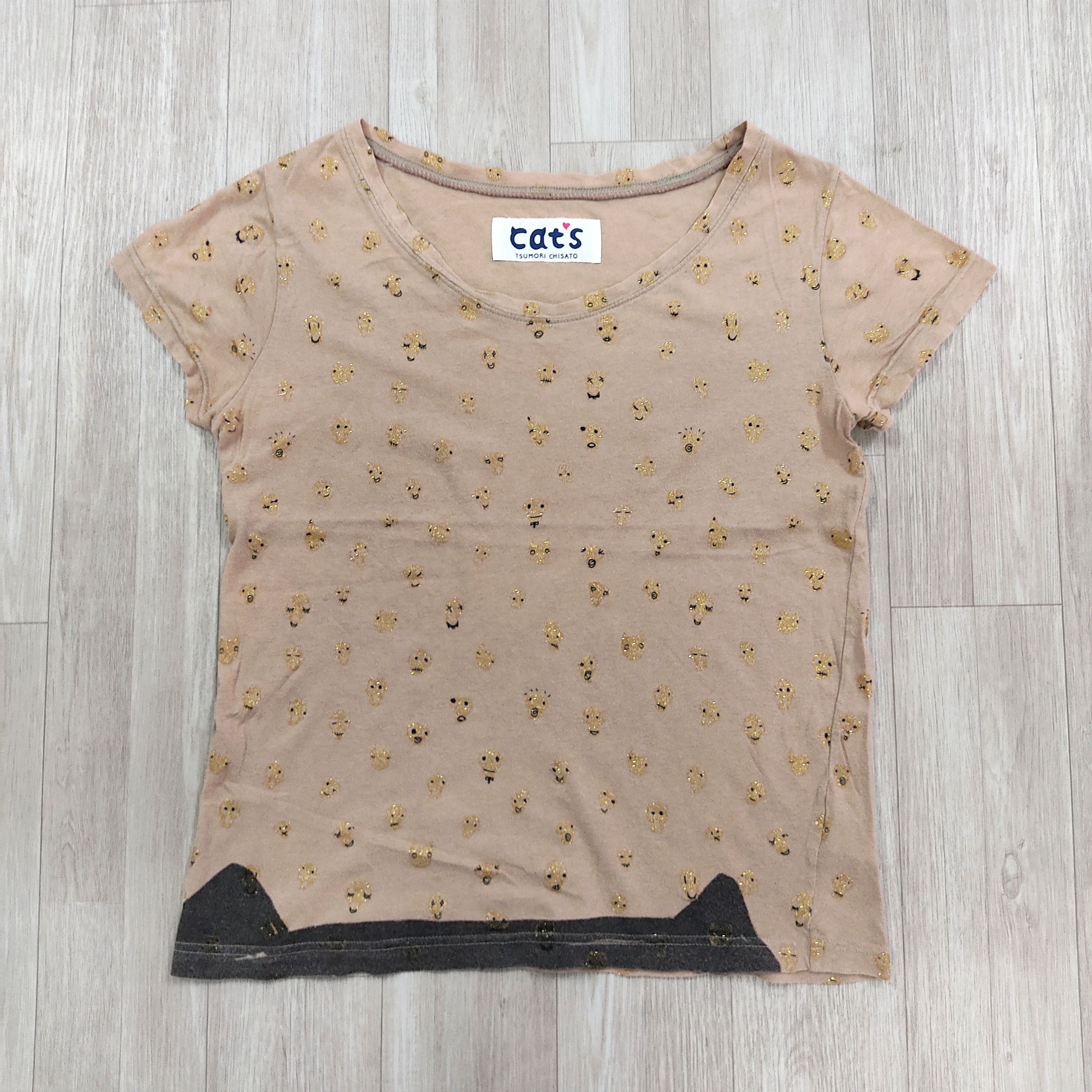 Tsumori Chisato Cats Skull Faces Monogram T-shirt