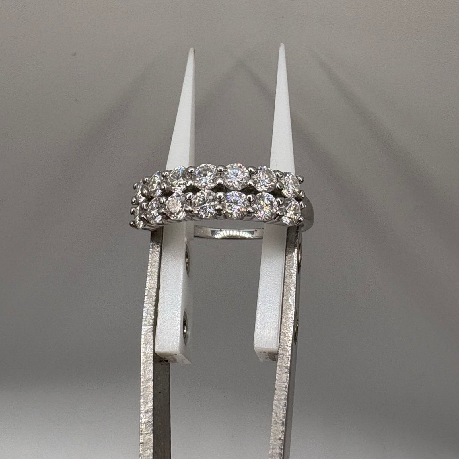 Handmade 1.2ct Moissanite Double Row Band - S925 WG Plated size 7.5 Size ONE SIZE - 1 Thumbnail