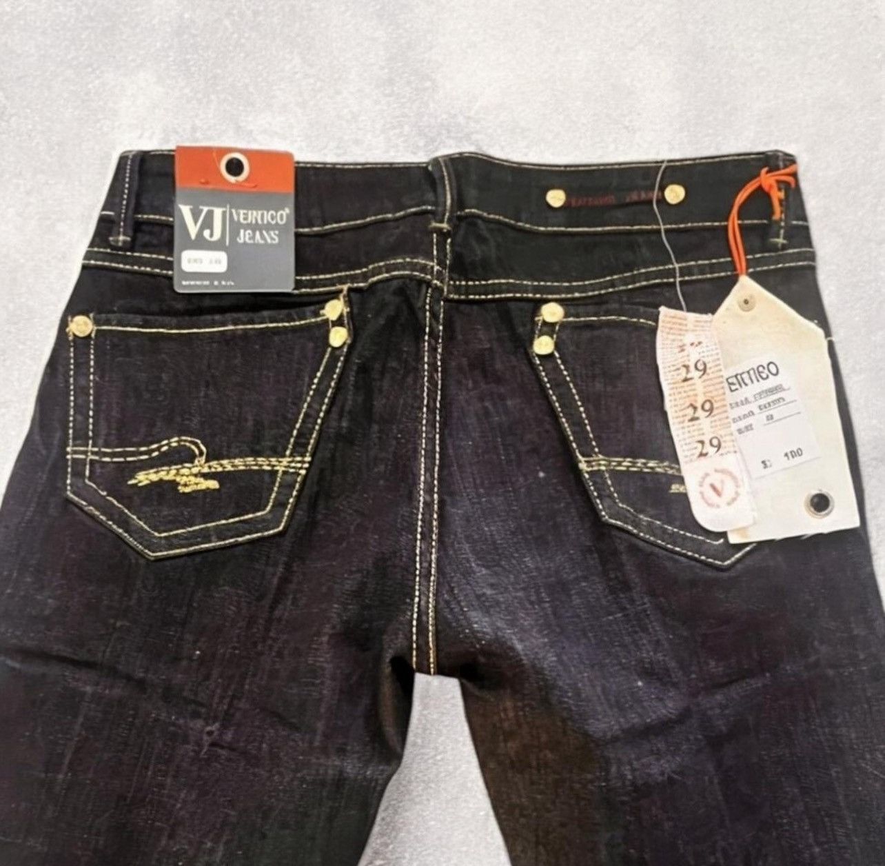 Vintage Gold Stitch VertigoY2K Jeans Size 29 VERTIGO DEADSTOCK JEANS Size 29" - 3 Thumbnail
