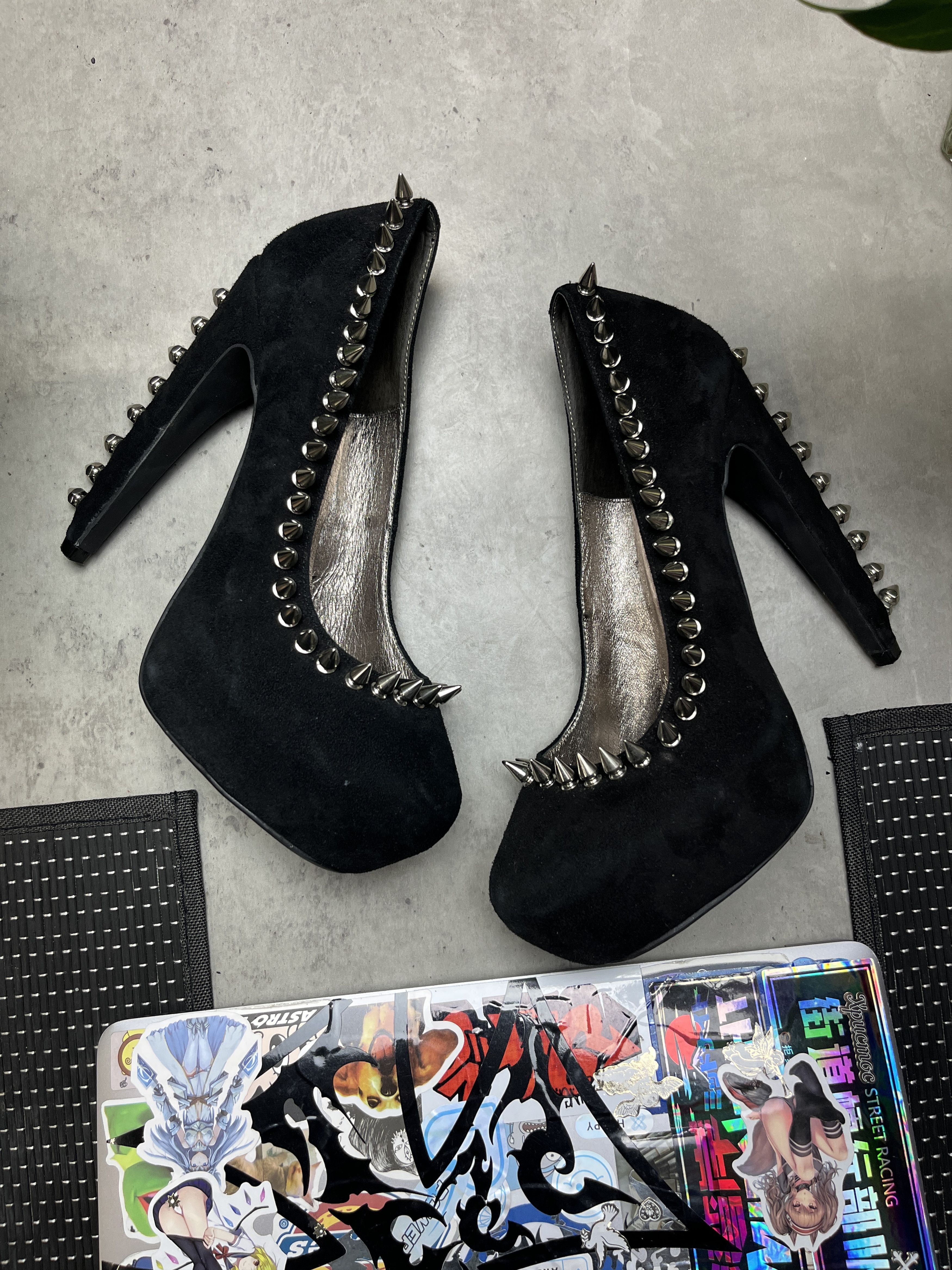 Other 2000s SPIKED SUEDE PLATFORM STILETTO HEELS - 5113 Size US 7.5 / IT 37.5 - 1 Thumbnail