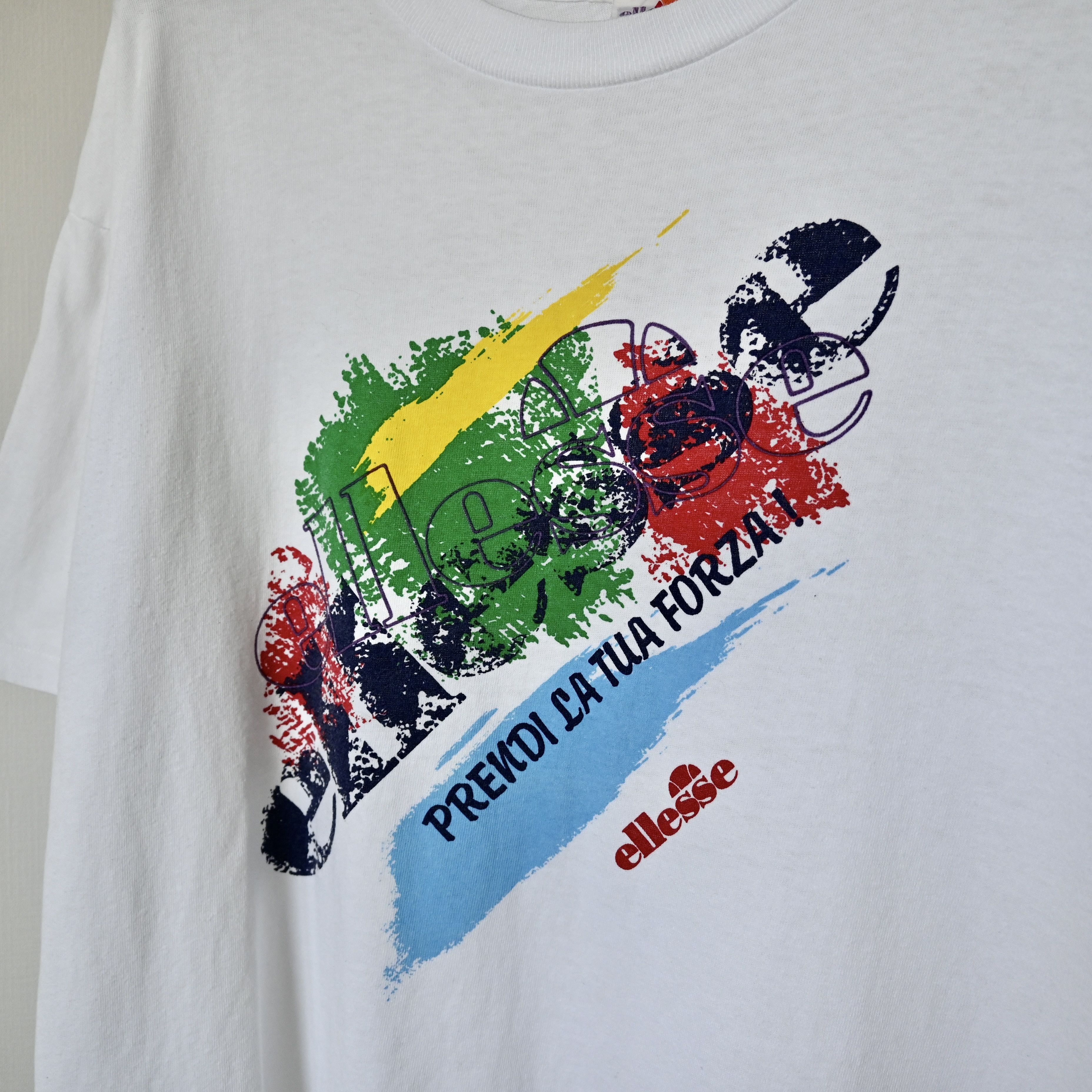 Ellesse Vintage 1990s ellesse italian message single-stiched t-shirt Size US L / EU 52-54 / 3 - 6 Thumbnail