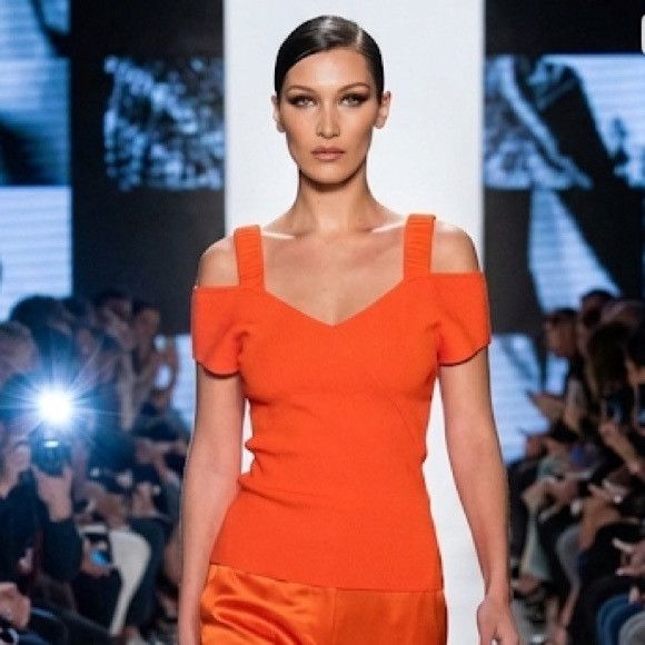 Victoria Beckham VICTORIA BECKHAM Off the shoulder stretch knit top in orange Size M / US 6-8 / IT 42-44 - 15 Thumbnail