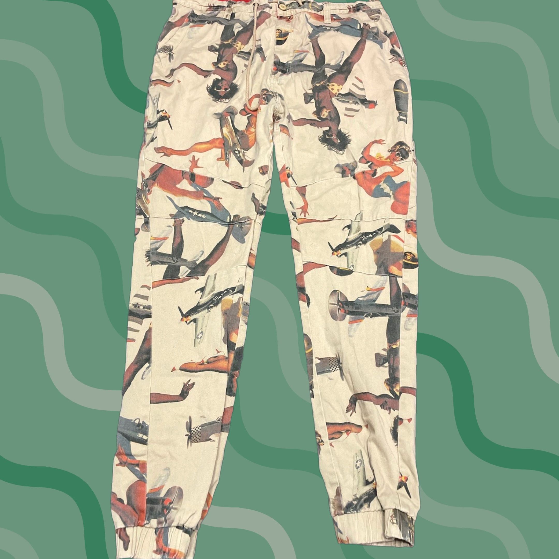 Etro Akoo Pants Mens 38 Brown Cargo Military Retro Air Force USO Print D4 Pants Size US 38 / EU 54 - 1 Thumbnail