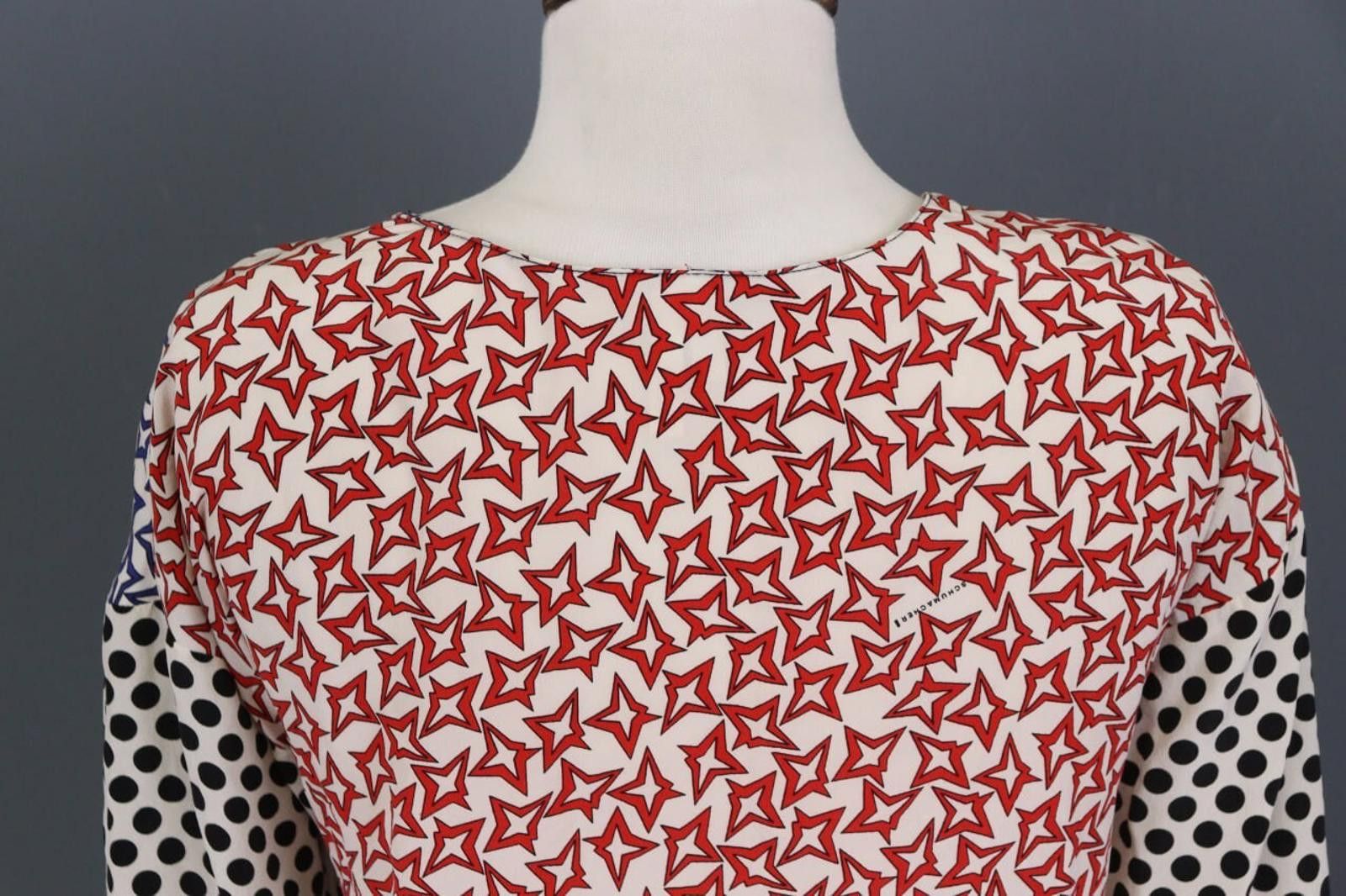 Designer Dorothee Schumacher Printed Dotted Top Shirt Blouse Size 2 Size M / US 6-8 / IT 42-44 - 9 Thumbnail