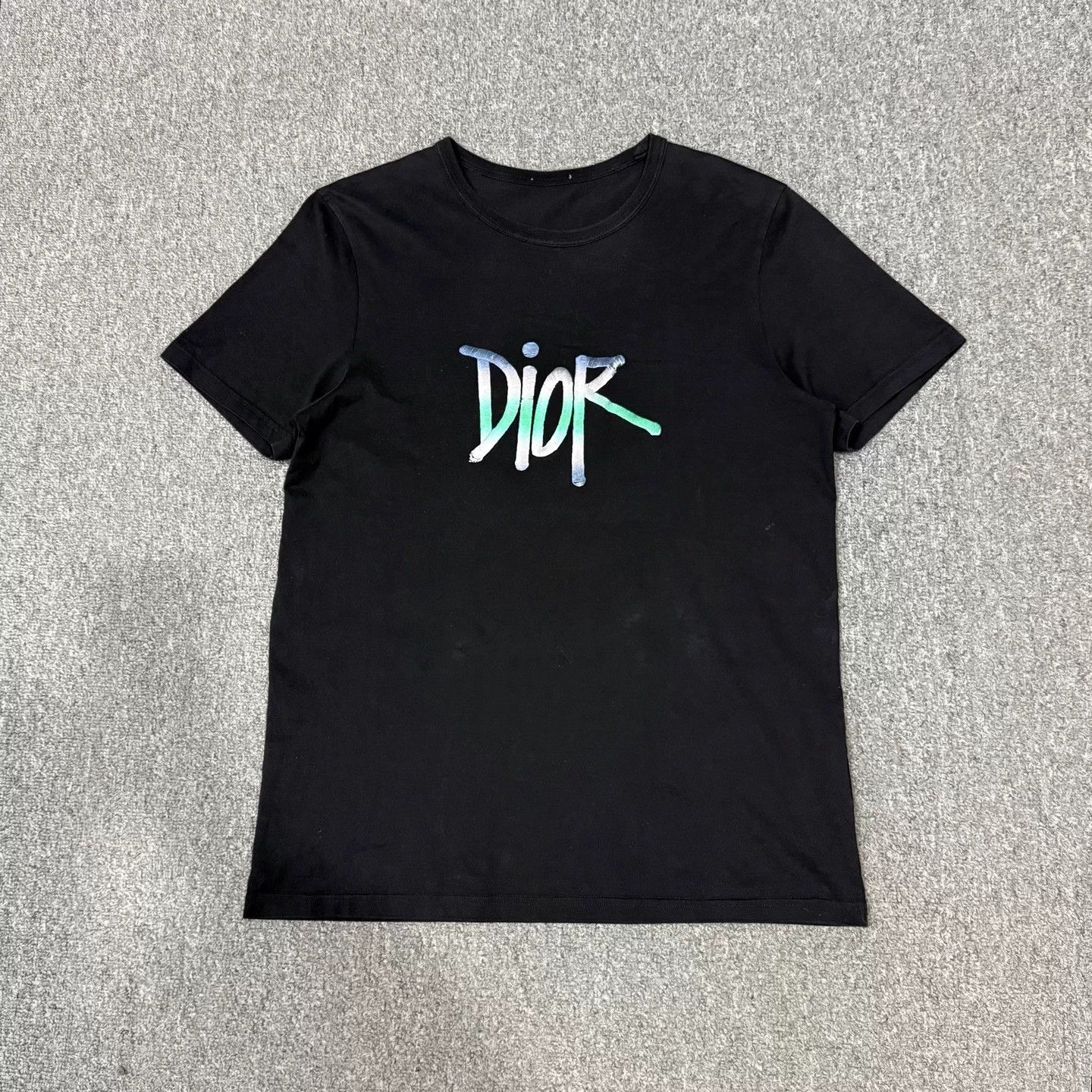 Dior Dior Black Ombre Embroidered SS Tee L Mint Size L / US 10 / IT 46 - 1 Thumbnail
