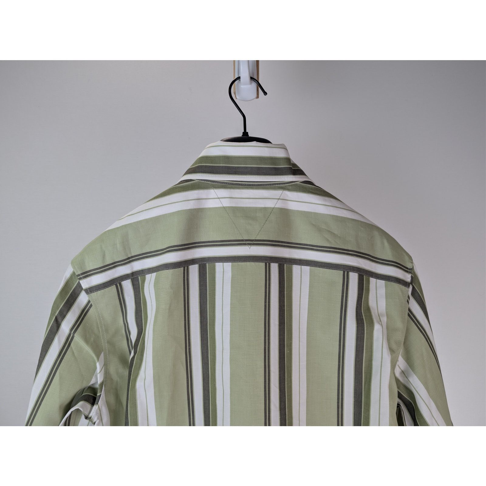 Bottega Veneta o1rshd1 Chunky Cotton Stripe Shirt Green/Olive Multi-Stripe Size US M / EU 48-50 / 2 - 12 Thumbnail