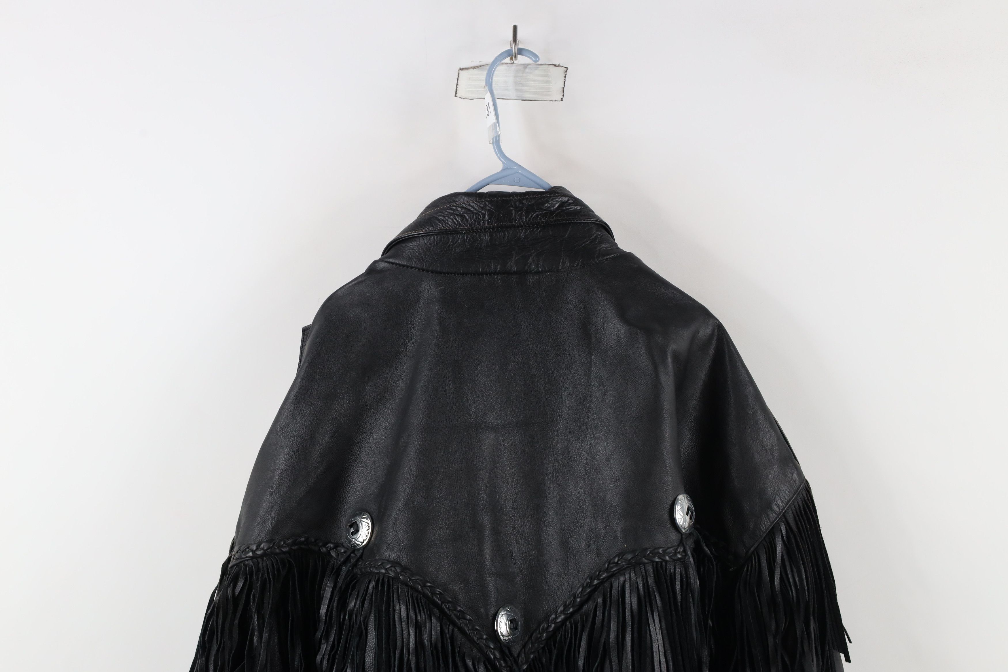 Vintage Vintage 90s Streetwear Leather Fringed Motorcycle Jacket Size US XXL / EU 58 / 5 - 15 Thumbnail