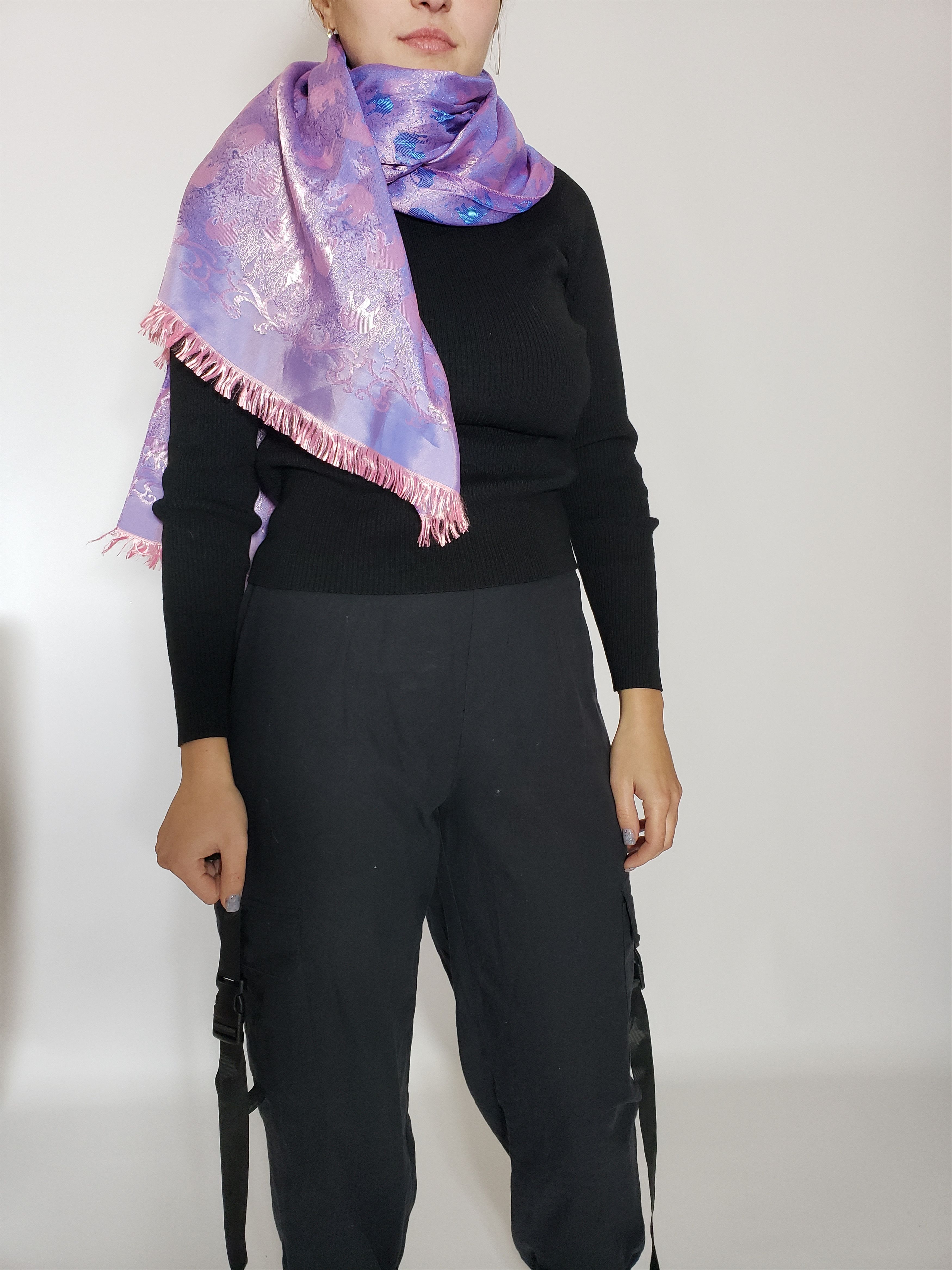 Other 100% Silk Scarf ELEPHANTS violet Size ONE SIZE - 3 Thumbnail