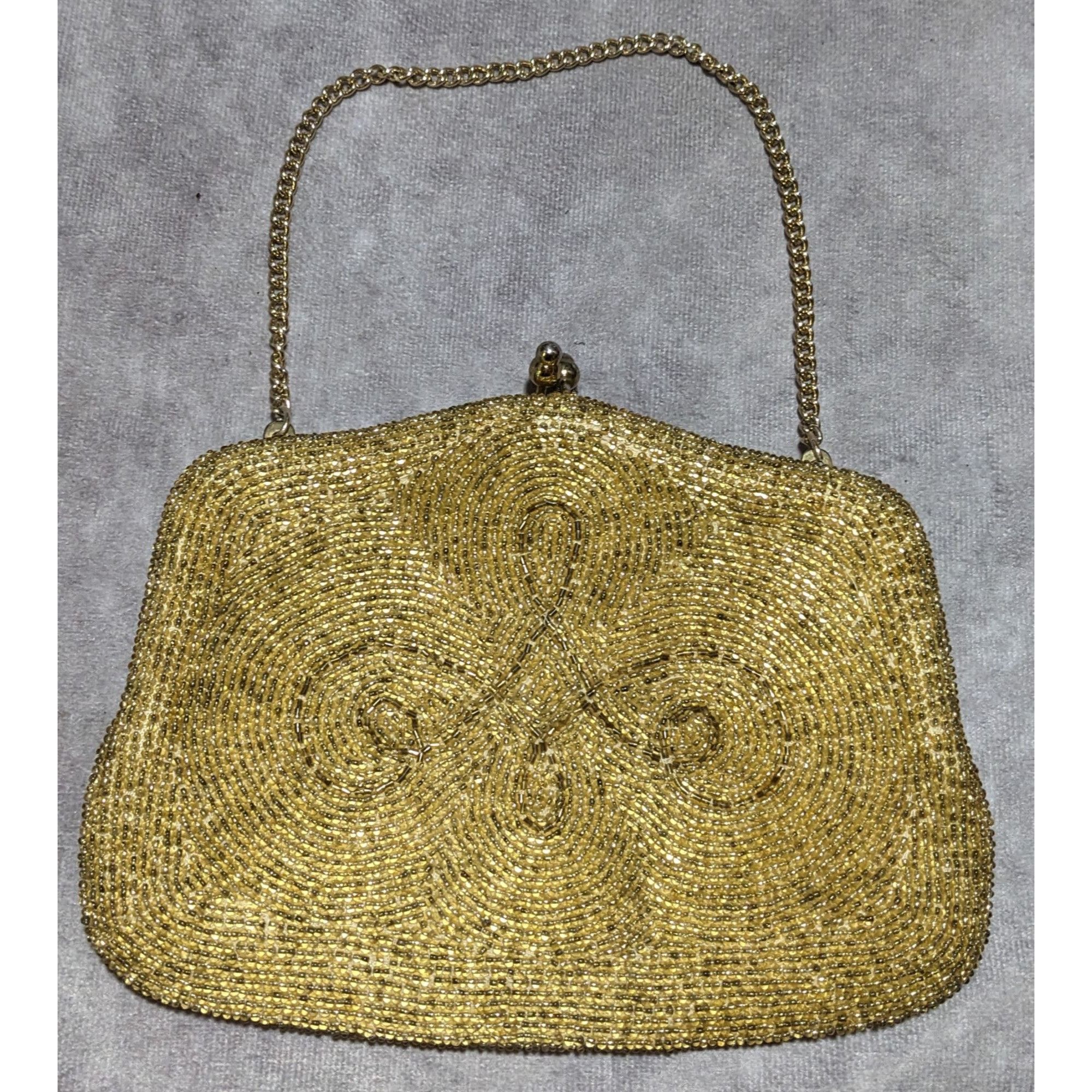 Other Vintage Mantessa Handmade Gold Beaded Clutch Size ONE SIZE - 4 Thumbnail