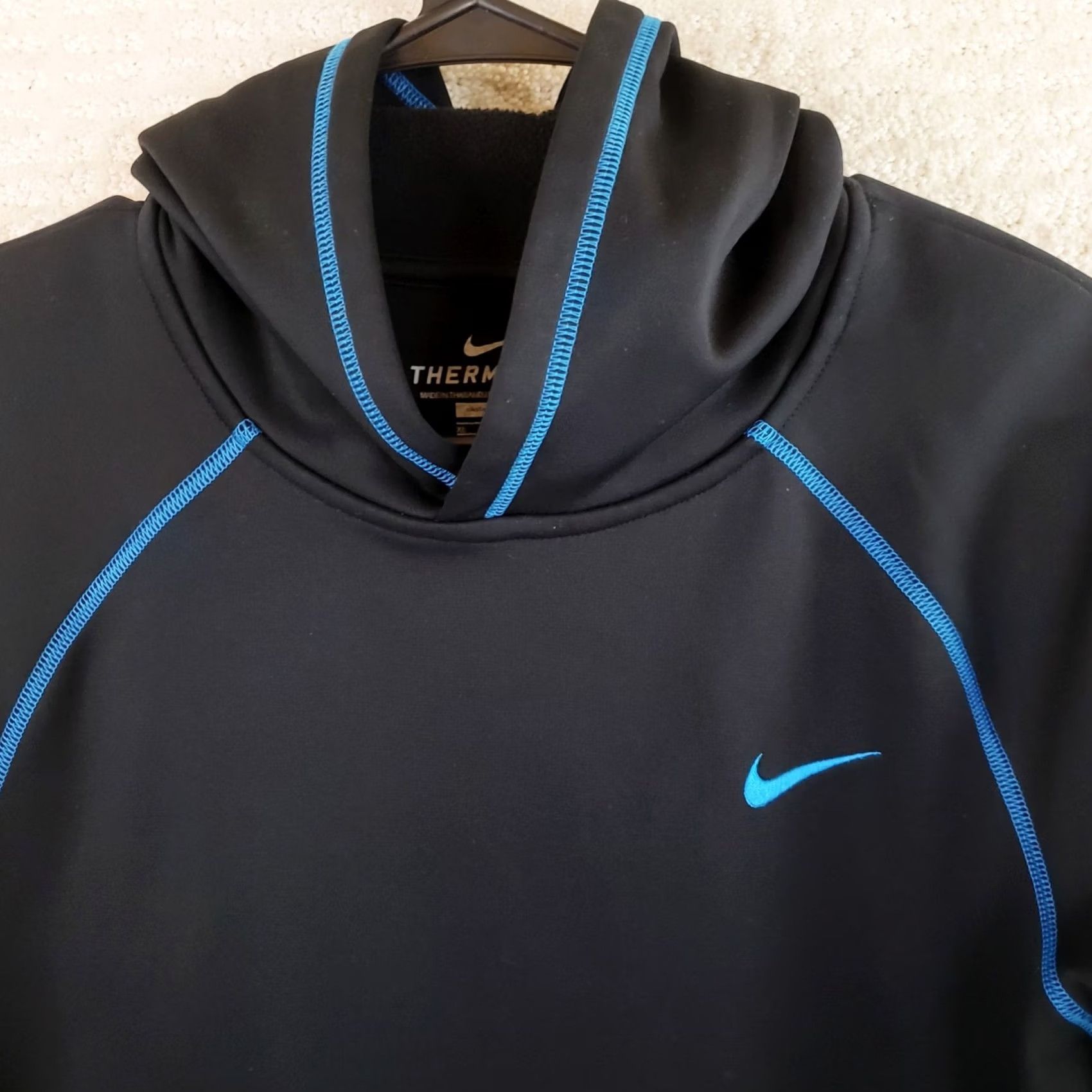 Nike Nike Hoodie Mens XL Black Therma-Fit Pullover Fleece Lined Jacket Pockets BlueT Size US XL / EU 56 / 4 - 4 Thumbnail