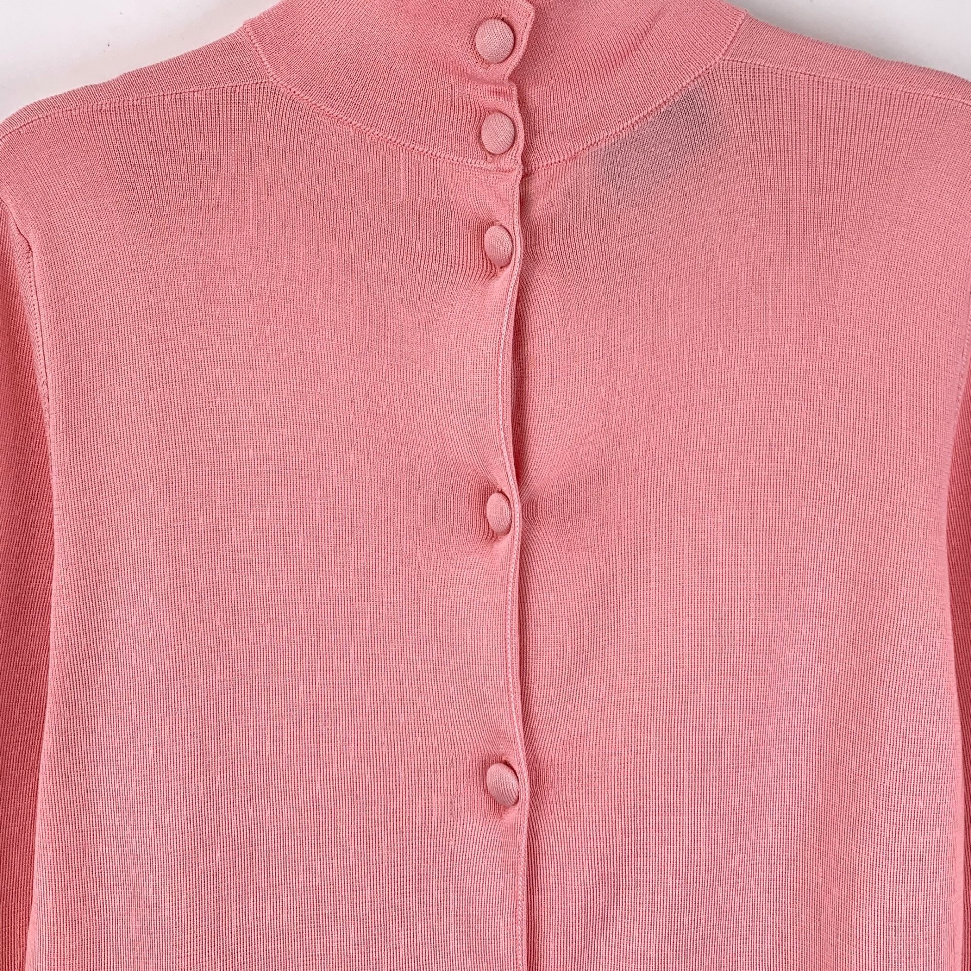 Prada Prada Pink Silk Bow Detail Mock Neck Short Sleeve Top Sz 40 Size M / US 6-8 / IT 42-44 - 6 Thumbnail