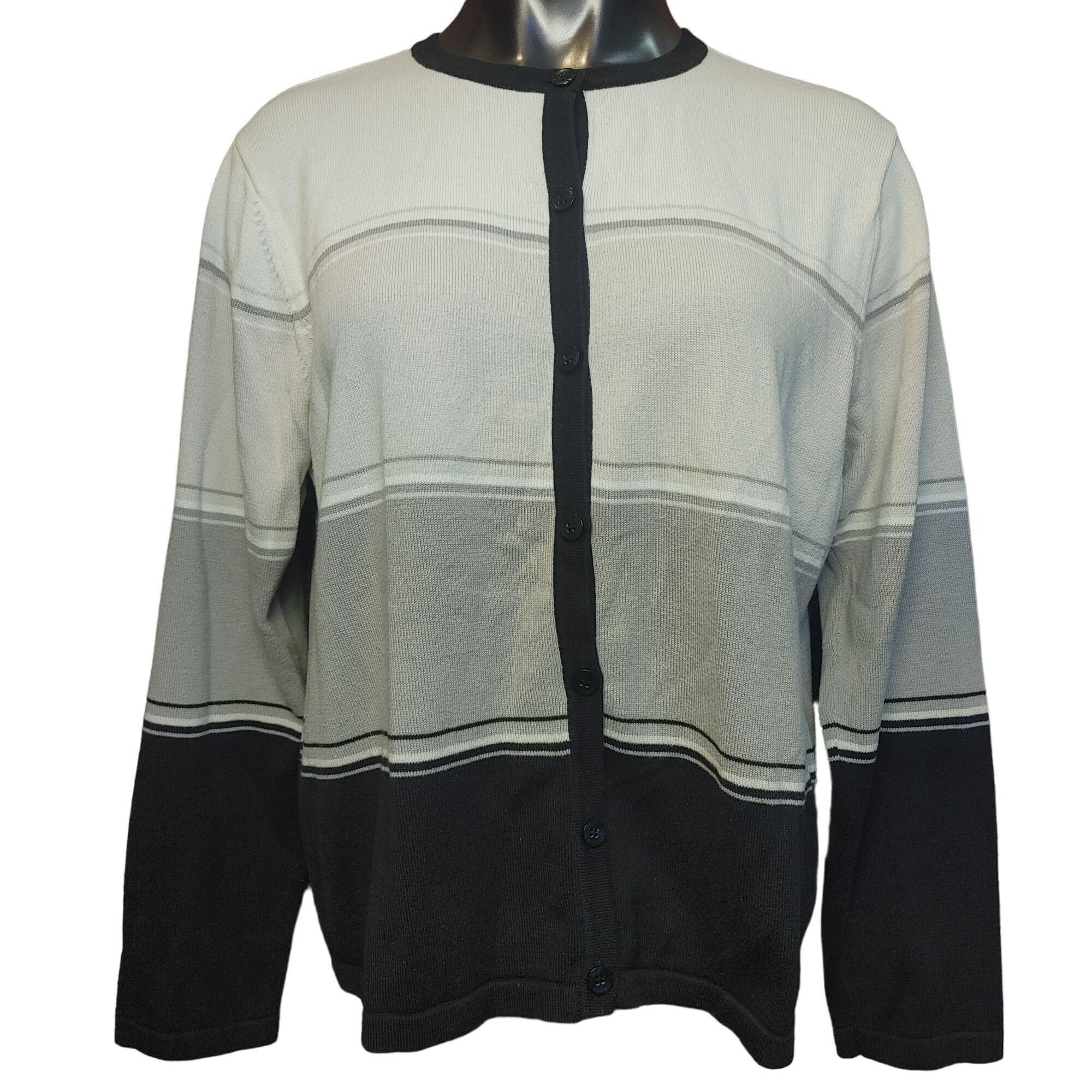 Croft & Barrow Croft & Barrow Women's Black/White Striped Long Sleeve Cardi Size XL / US 12-14 / IT 48-50 - 1 Thumbnail