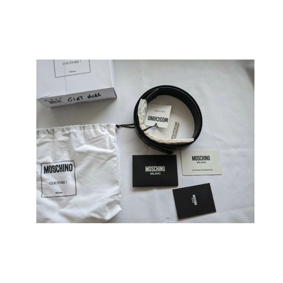 Moschino Moschino Couture Jeremy Scott SHINY LEATHER BELT GOLD LOGO Size ONE SIZE - 10 Thumbnail