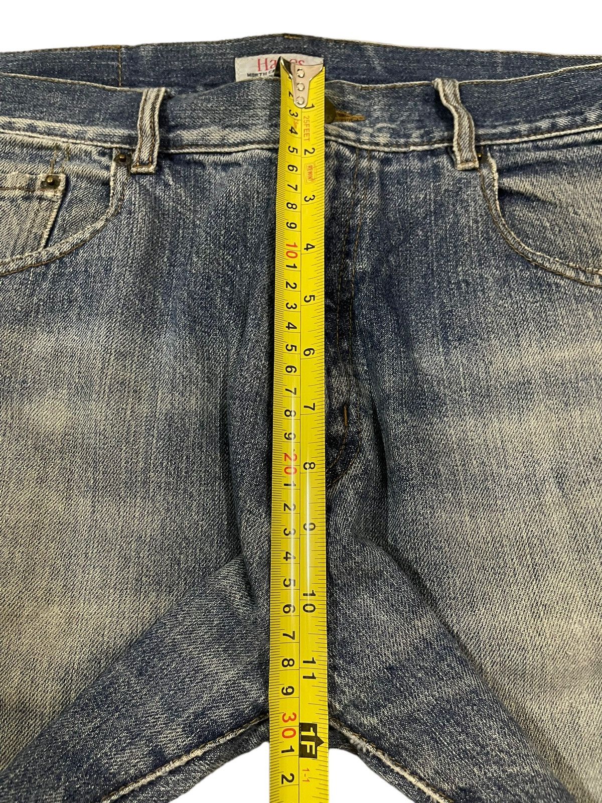 Hanes Vintage 90s Hanes Blue Wash Style Distressed Baggy Jeans Size US 34 / EU 50 - 14 Thumbnail
