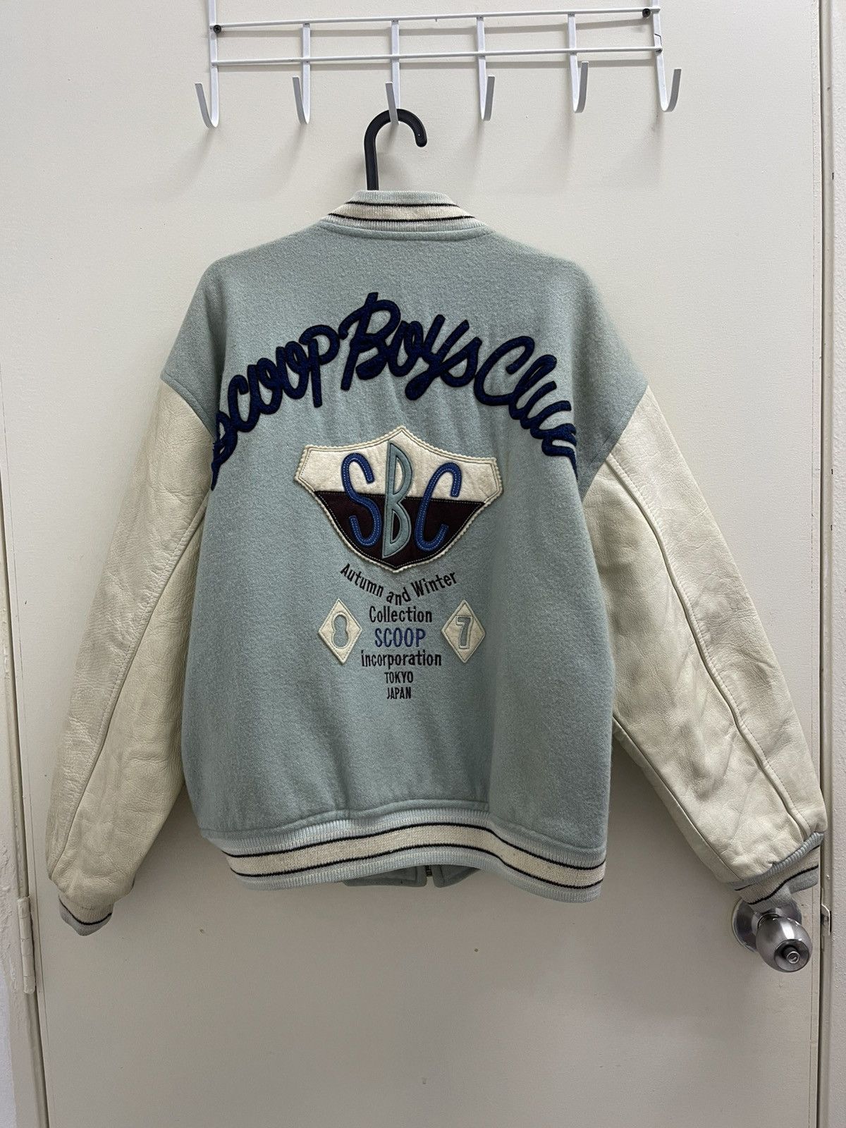 Vintage Scoop Boys Club Wool Leather Varsity Jacket Size US L / EU 52-54 / 3 - 1 Thumbnail