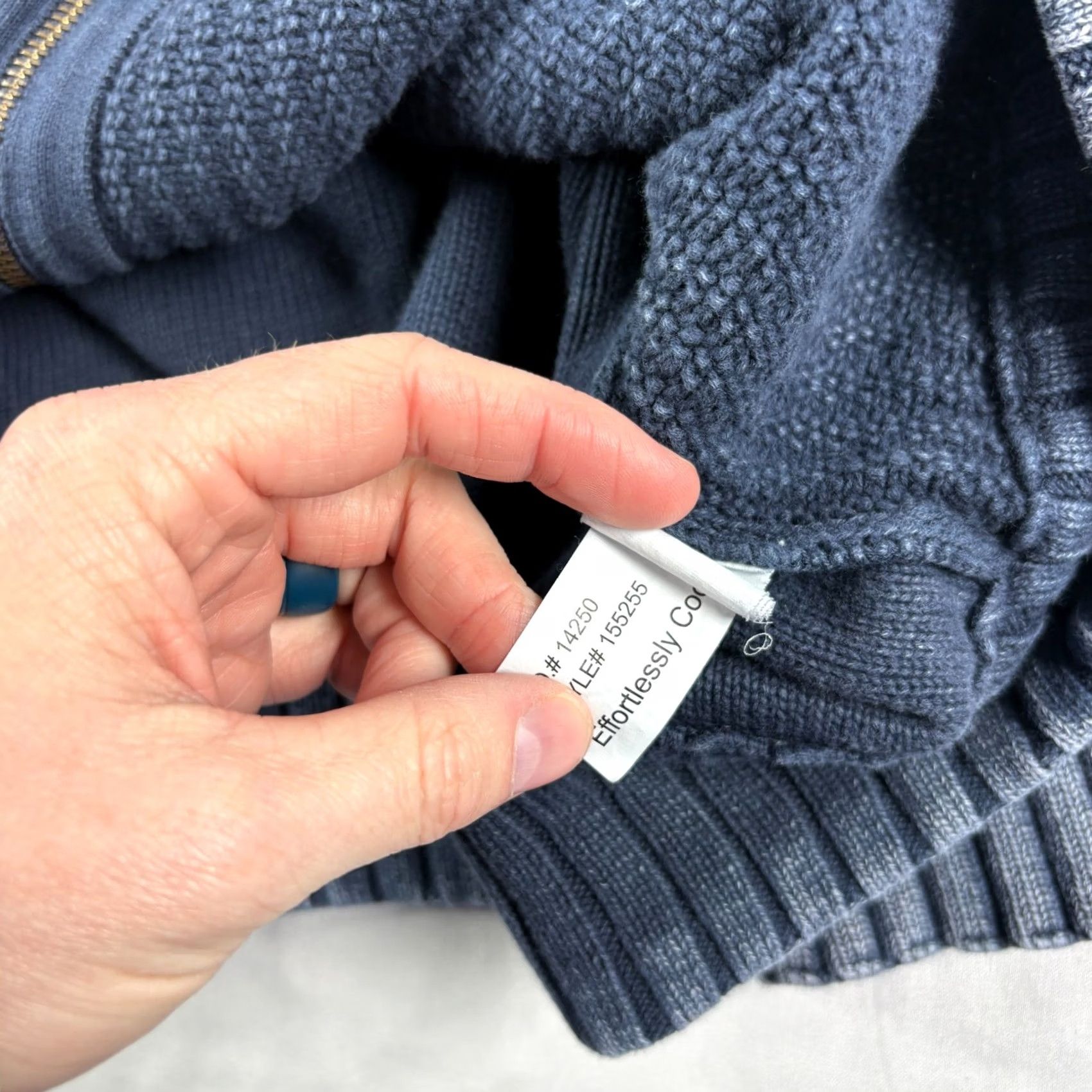 Carbon Carbon Sweater Mens L Blue Cobalt Heavy Knit Full Zip Stretch Size US L / EU 52-54 / 3 - 6 Thumbnail