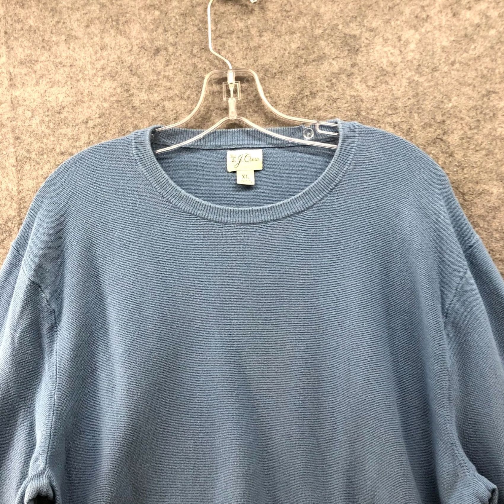 J.Crew J. Crew Cotton Crewneck Sweater Mens XL Garter Stitch Blue Pullover Size US XL / EU 56 / 4 - 3 Thumbnail