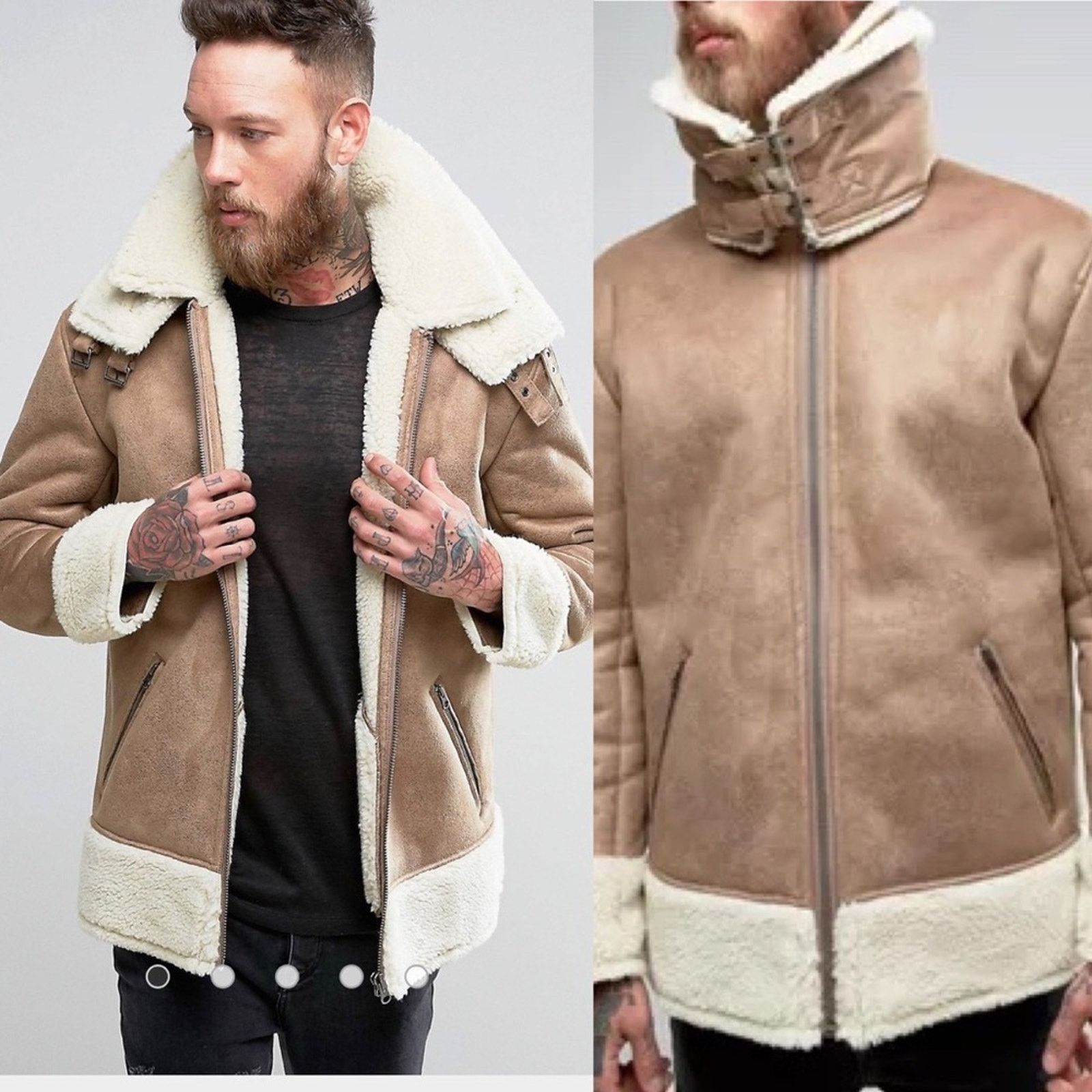 Asos ASOS oversized faux shearling camel aviator coat size XS Size US XS / EU 42 / 0 - 2 Thumbnail