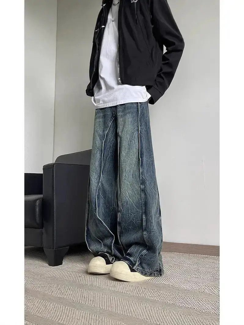 Japanese Brand Retro straight leg wide leg patchwork jeans Size US 32 / EU 48 - 1 Thumbnail
