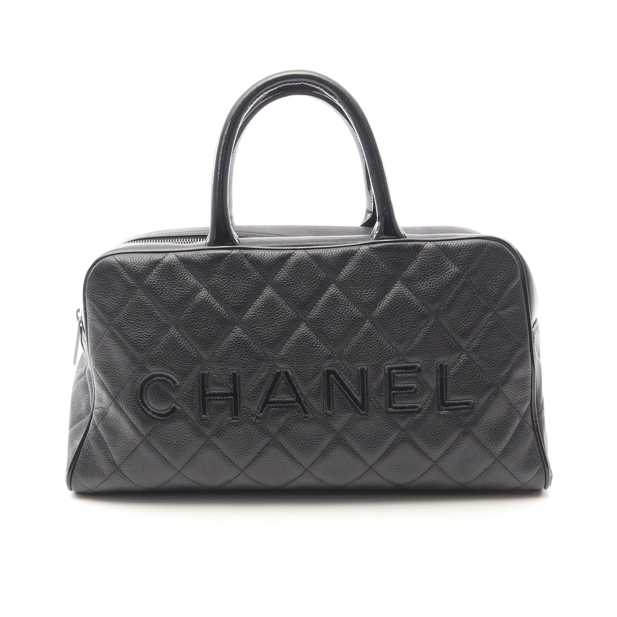 Chanel Chanel Matelasse Logo Mini Boston Bag Handbag Caviar Skin Black Silver Hardware Size ONE SIZE - 1 Thumbnail