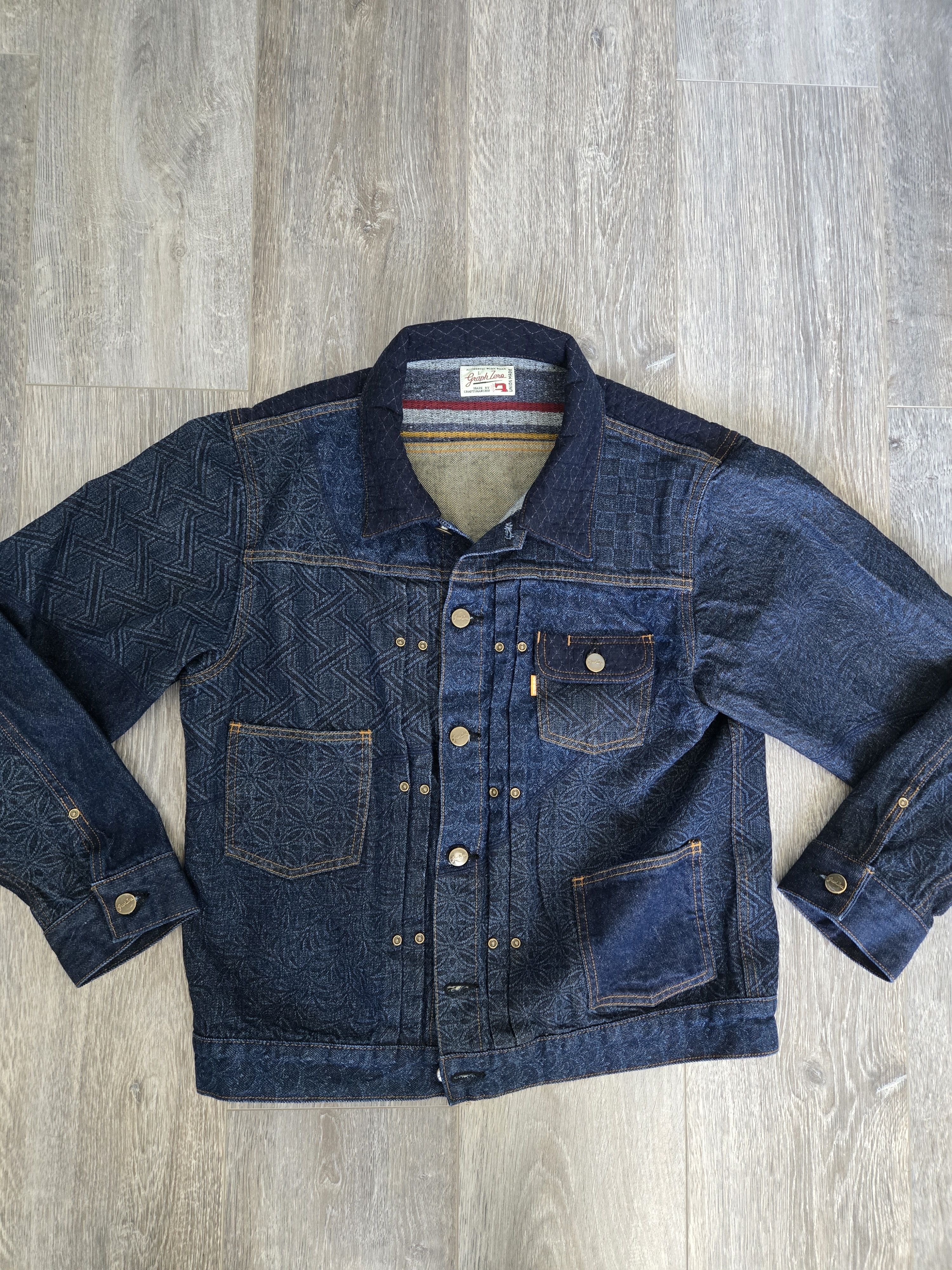 Other Graph Zero GZ-ENGJ-0802 Embossed Denim Patchwork Jacket (L) Size US L / EU 52-54 / 3 - 1 Thumbnail