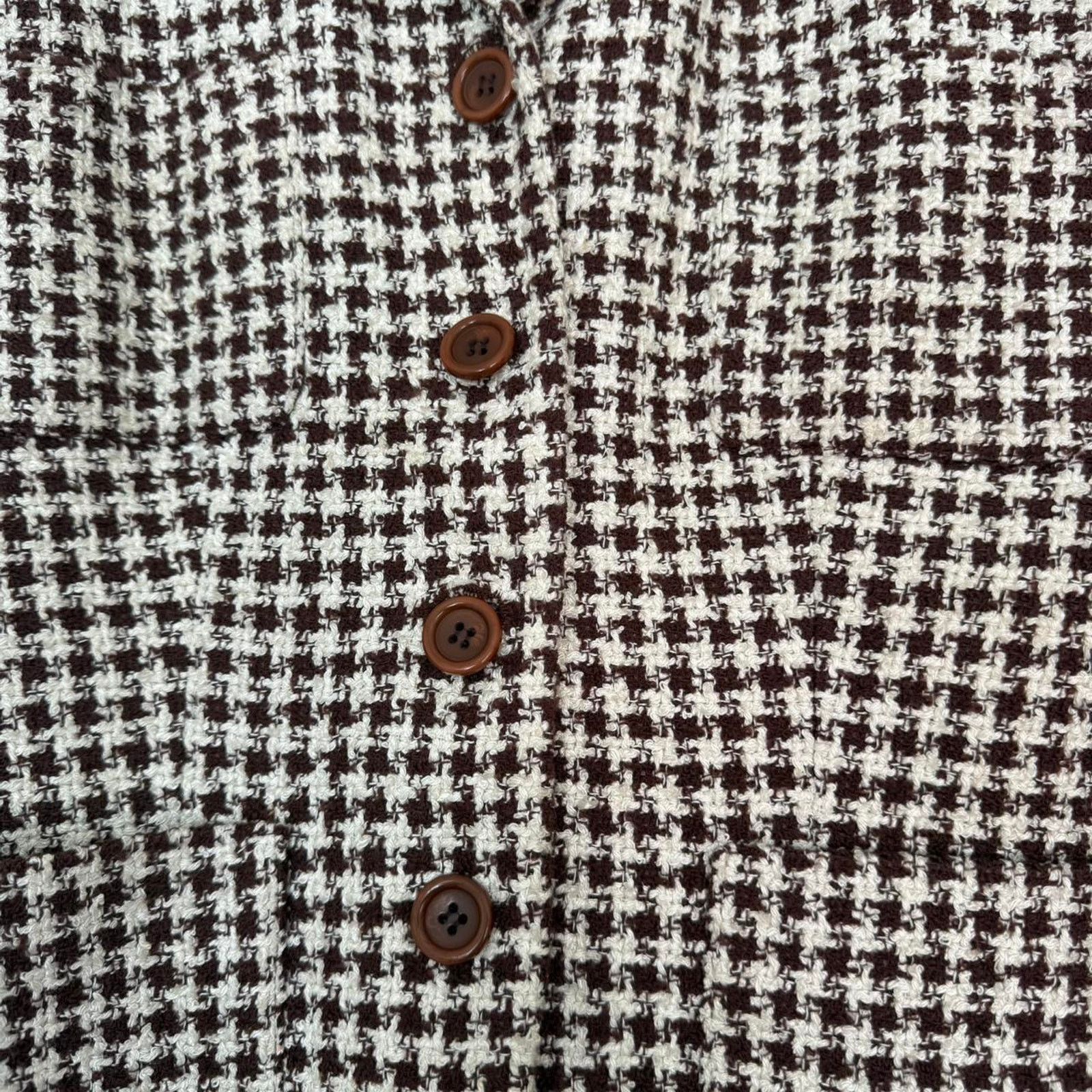 Ann Taylor Vintage Brown Houndstooth Fitted Blazer – Ann Taylor Petites Size XS / US 0-2 / IT 36-38 - 4 Thumbnail