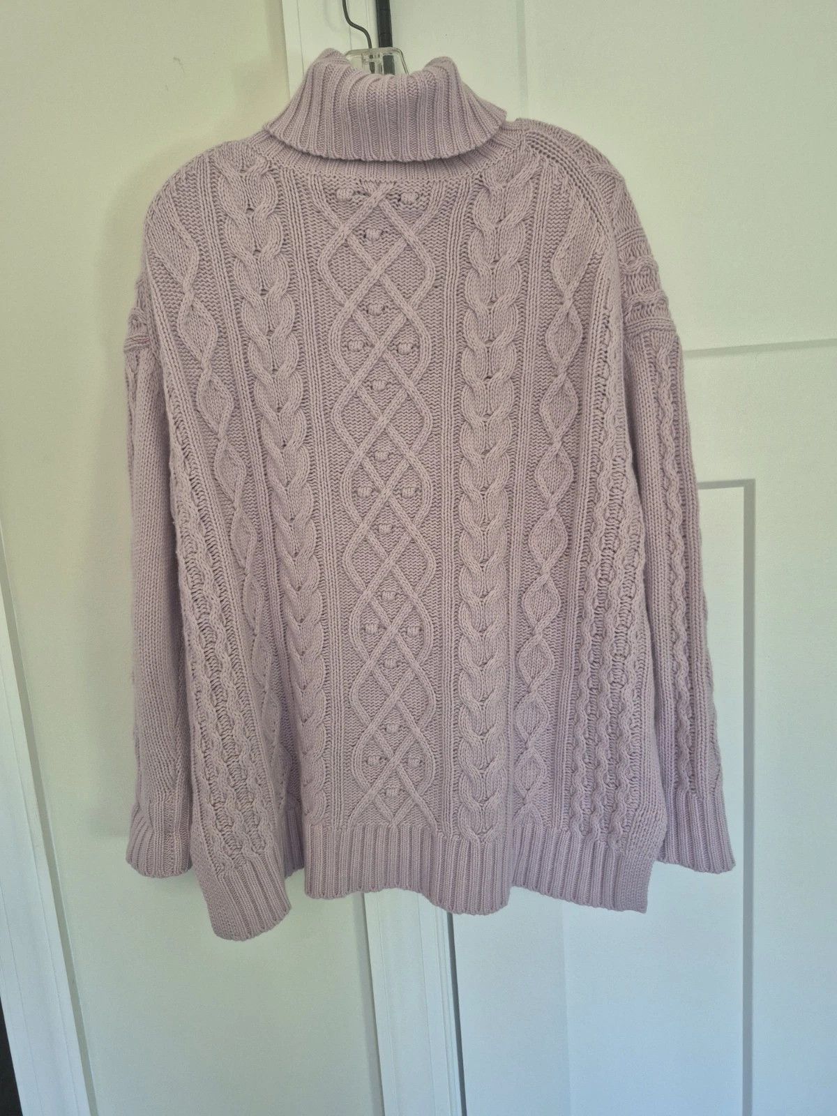 Other Tuckernuck Turtleneck Sweater Lilac Cable Knit Wool Blend Size L / US 10 / IT 46 - 3 Thumbnail