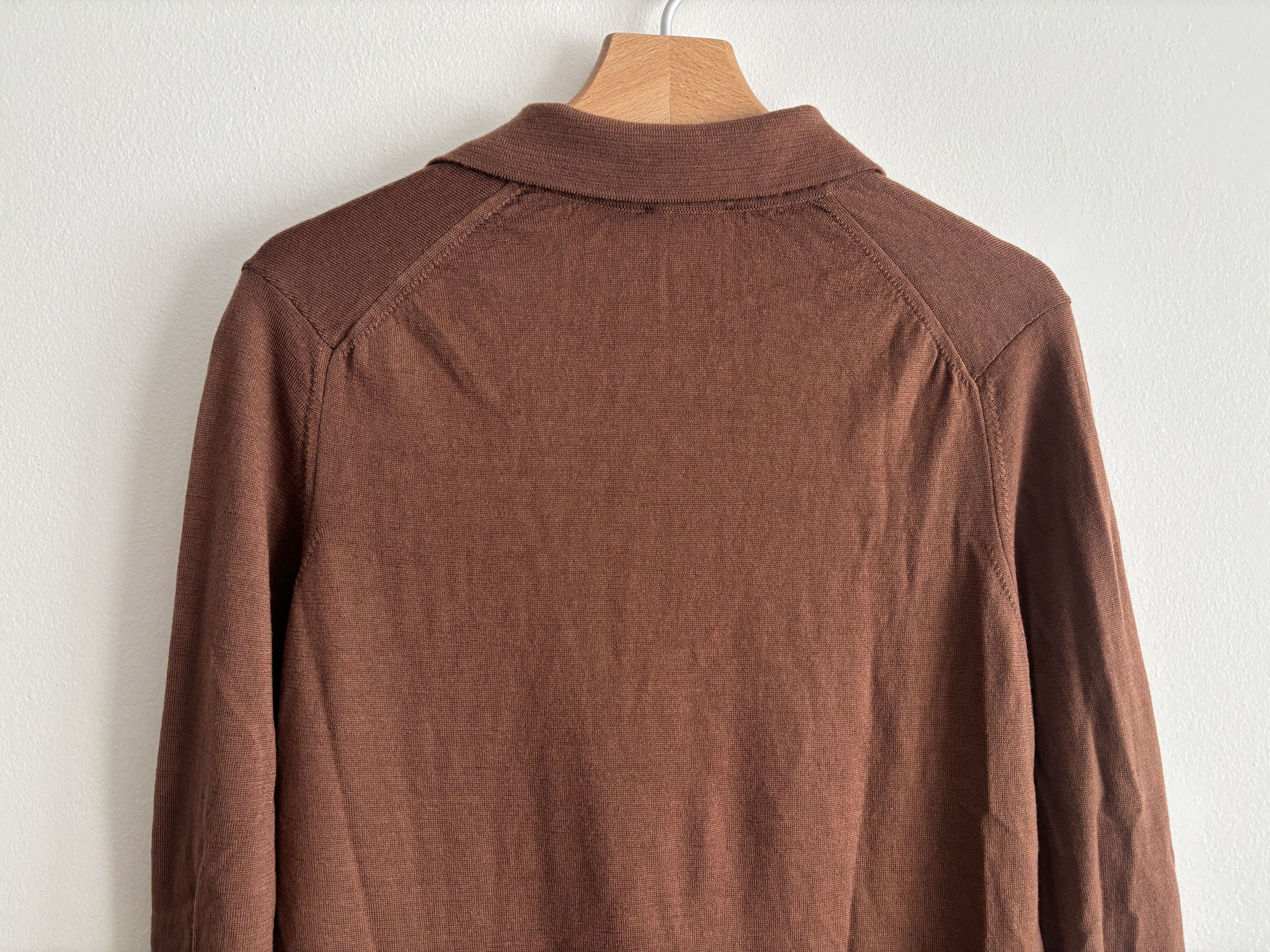 Sunspel $275 Brown Merino Wool Knit Long Sleeve Polo Shirt Size US S / EU 44-46 / 1 - 6 Thumbnail