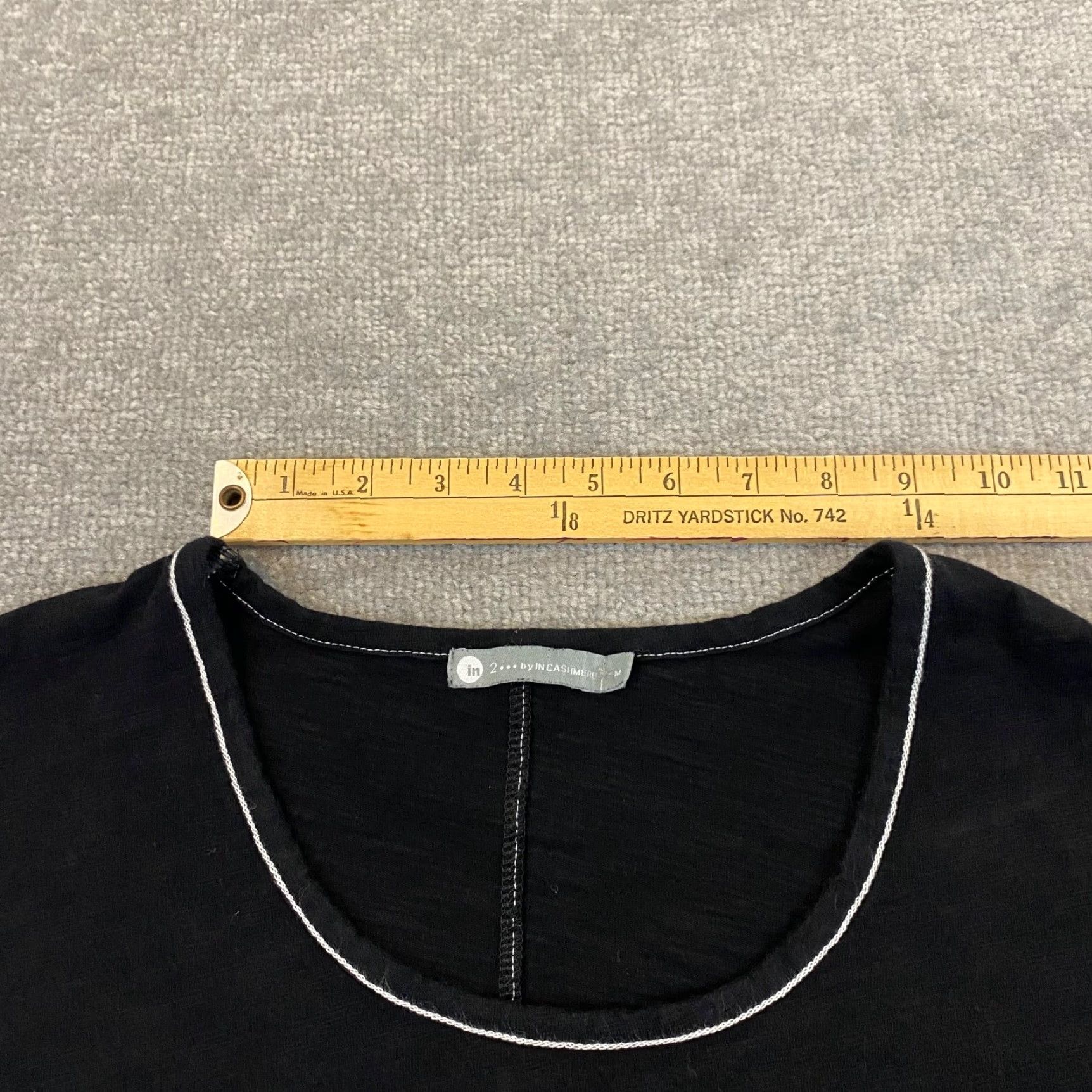 Vintage IN 2 by IN Cashmere Shirt Womens Medium Black White Top Scoop Neck Cotton S/S Shirt Womens M Black White IN 2 by IN Cashmere Shirt Size M / US 6-8 / IT 42-44 - 5 Thumbnail