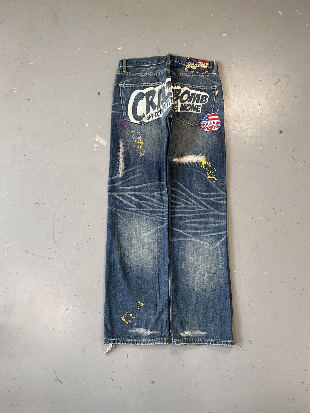 Designer × Vintage Vintage crazy bomb SpellOut distressed denim Size US 30 / EU 46 - 1 Thumbnail