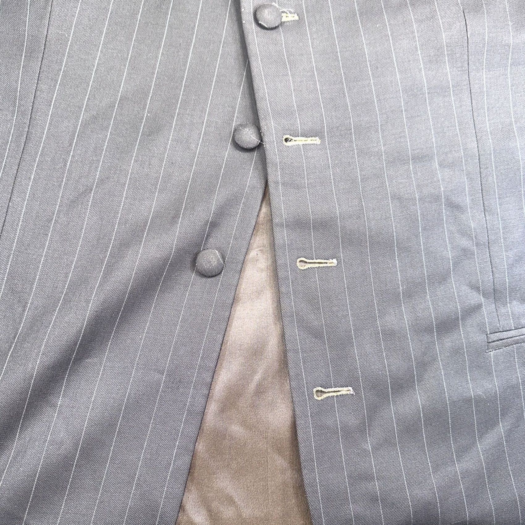 Vintage Phenomenal Design Men’s Suit Jacket Brown Pinstripe 5-Button Long 48 Big & Tall Club 2 Piece Mens Size 48R - 2 Thumbnail
