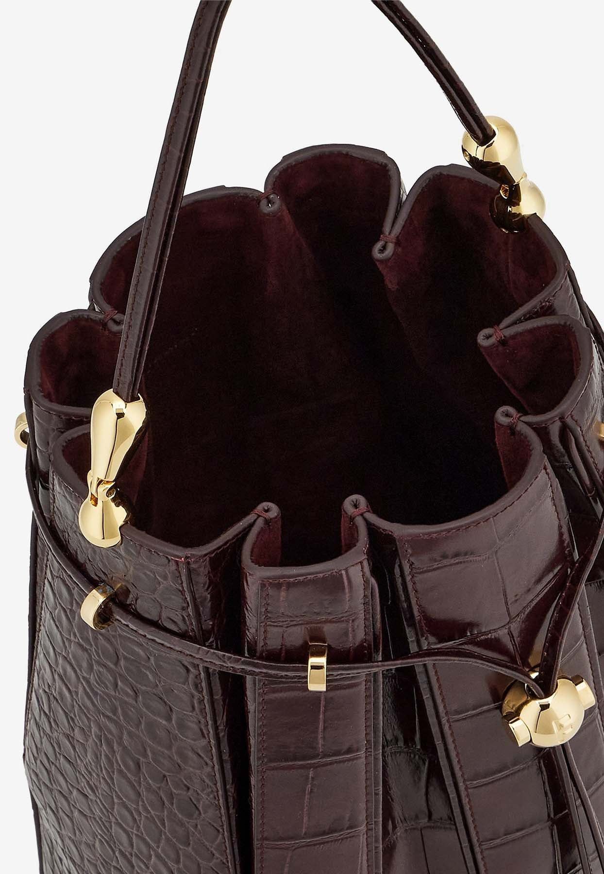 Salvatore Ferragamo o1s1rm0924 Size: OS / Leather Bucket Bag in Burgundy Size ONE SIZE - 4 Thumbnail