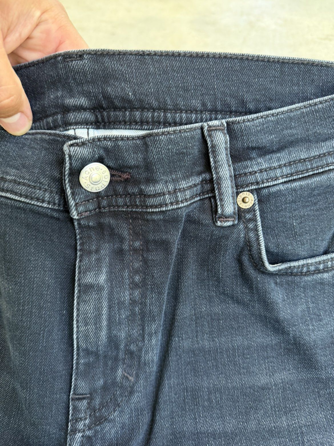 Acne Studios North Blue Black Leather Patch Denim Jeans Size US 32 / EU 48 - 4 Thumbnail