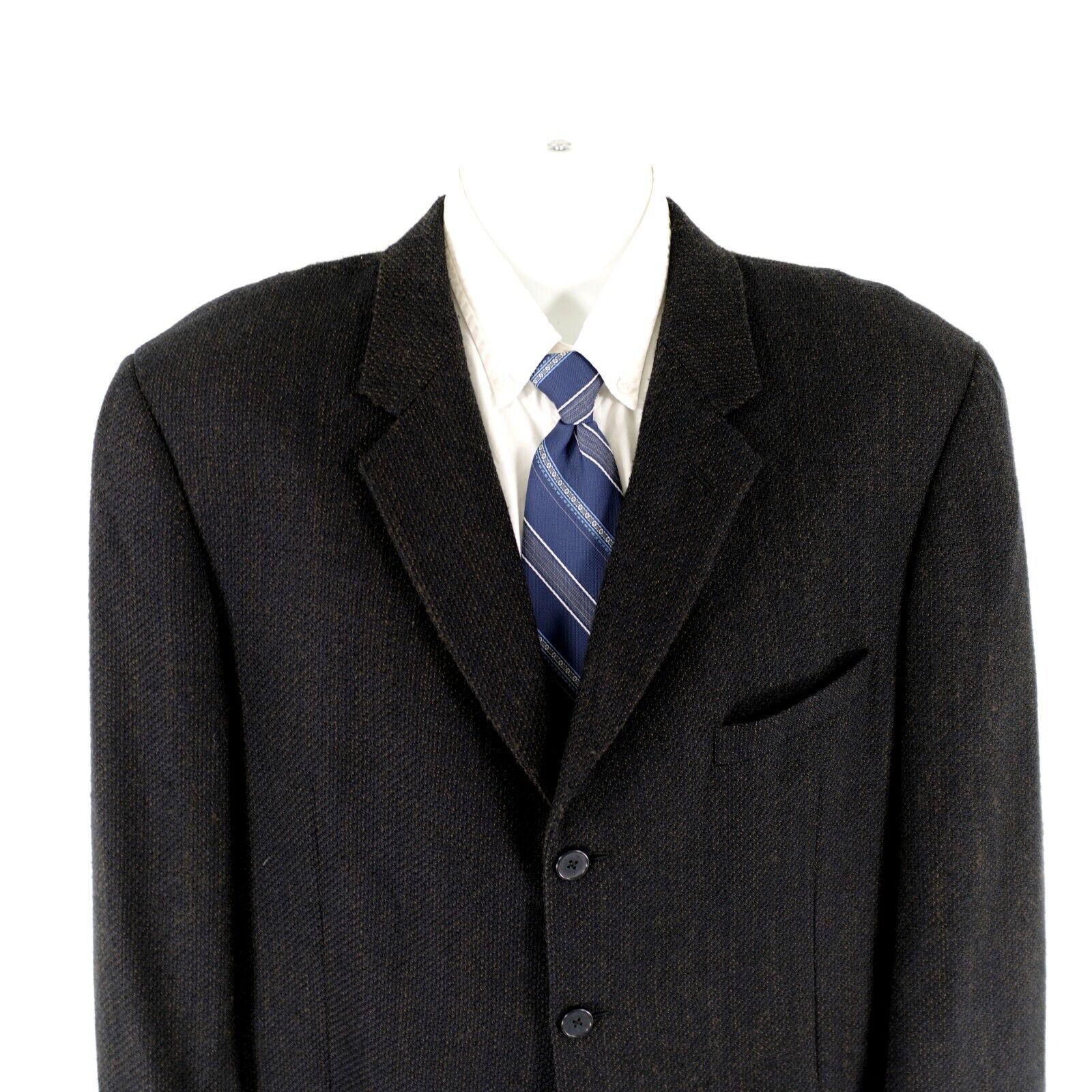 Joseph Abboud Joseph Abboud Soft Tweed Wool Blue Black Tan Check 3 Button Size 44R - 1 Thumbnail