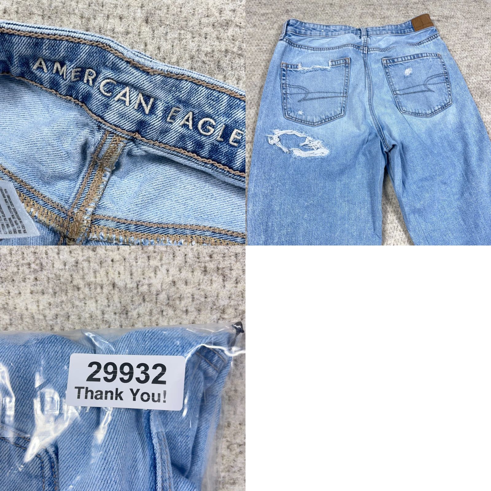 American Eagle Outfitters VINTAGE American Eagle Outfitters Jeans, 8 Long, Mom, High Rise, Blue Denim Distressed, 28x28, 5-Pocket, Regular Fit, Cotton Blend, Button Zip, Womens Size 30" / US 8 / IT 44 - 10 Thumbnail