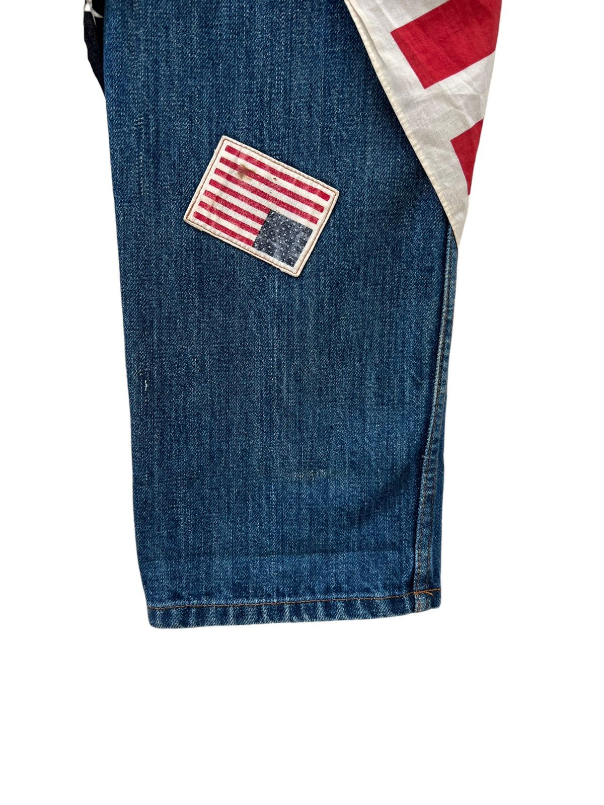 Vintage Kaneko Isao Japan USA Flag Patches Denim Jeans