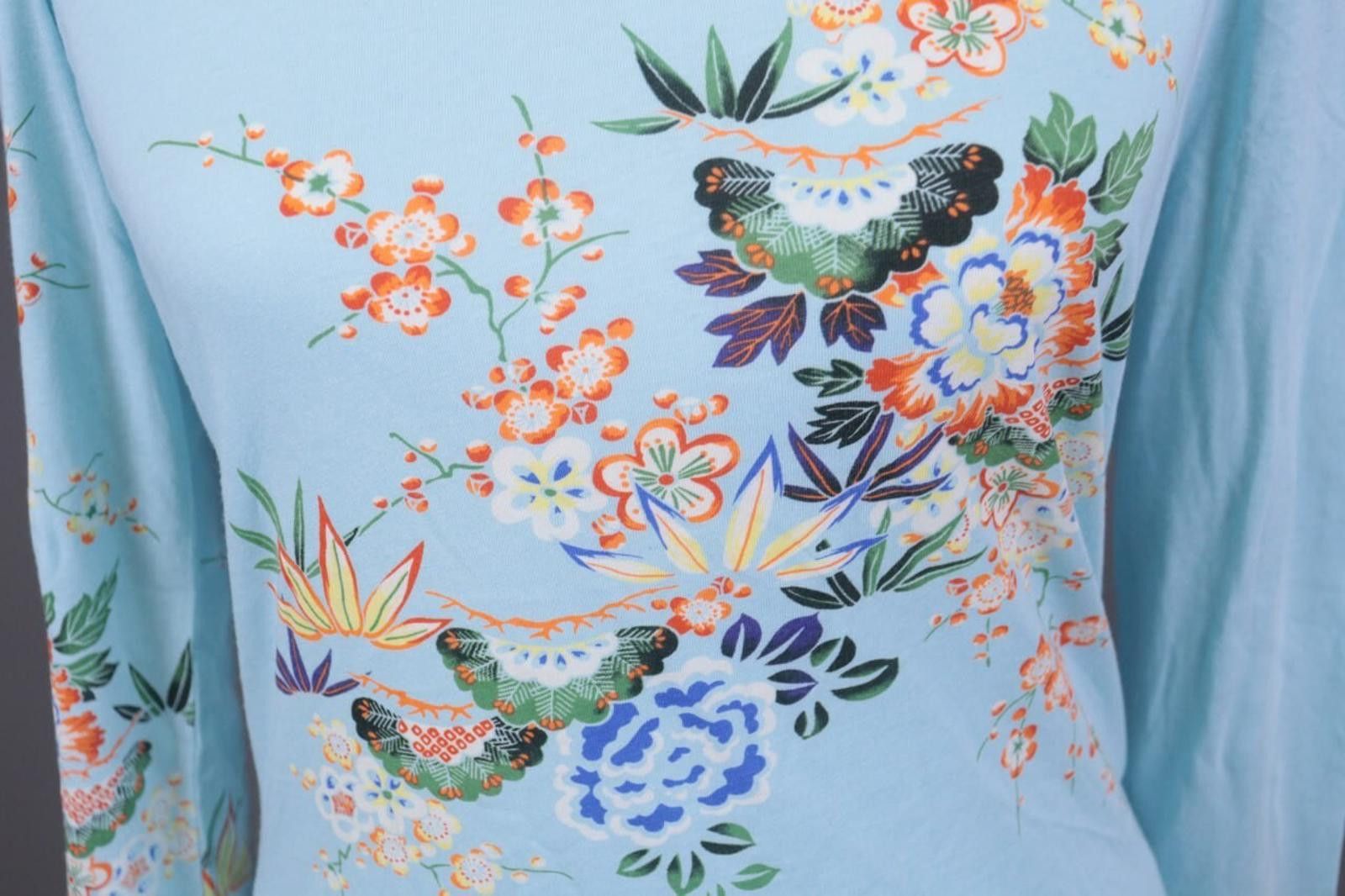 Custo Barcelona CUSTO BARCELONA Blue Floral Stretch Top Shirt Size 4 Size S / US 4 / IT 40 - 3 Thumbnail