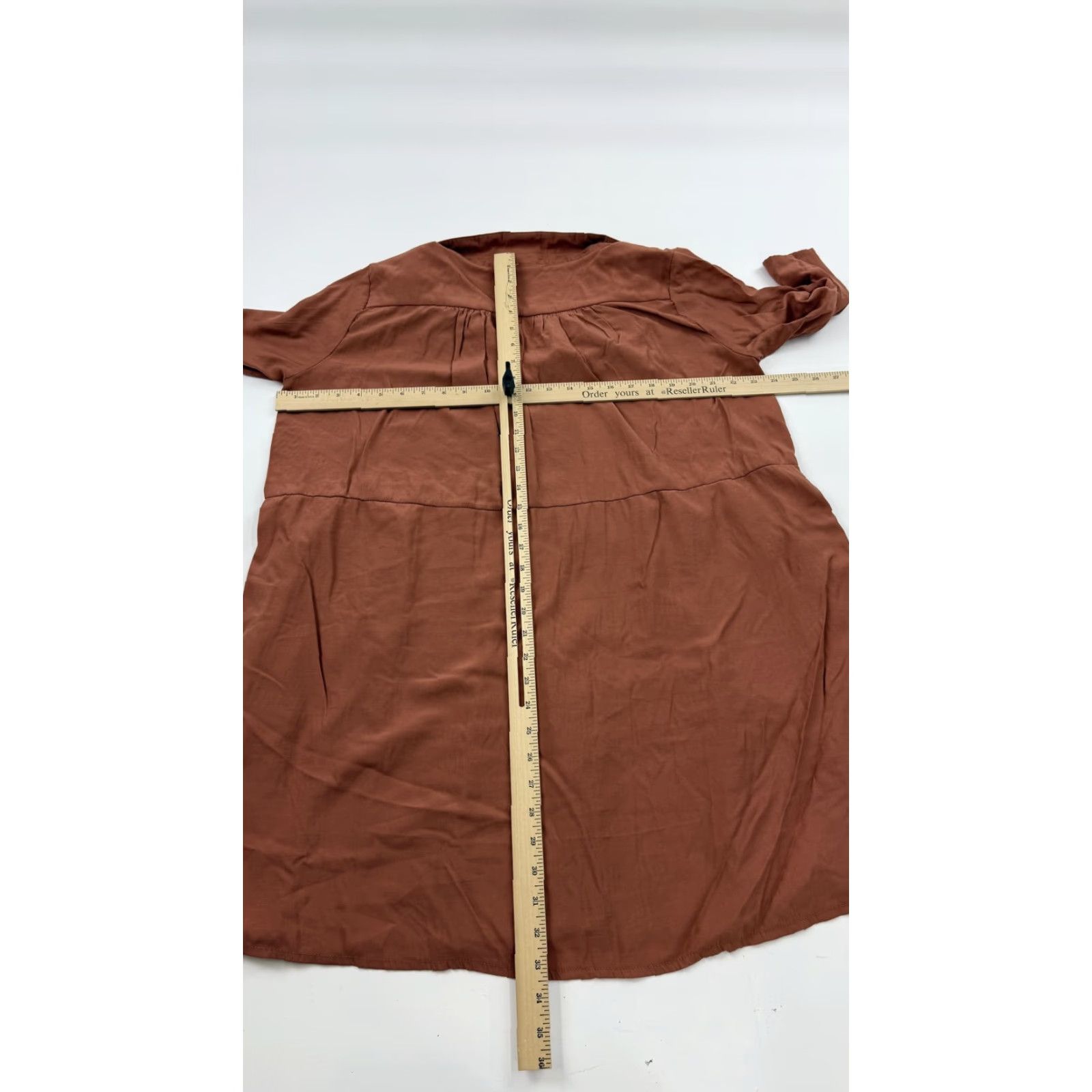 Vintage Flawless Dress Shirt Dress Womens Large Brown Button Front Collared 3/4 Sleeve Rayon Polyester Size L / US 10 / IT 46 - 5 Thumbnail