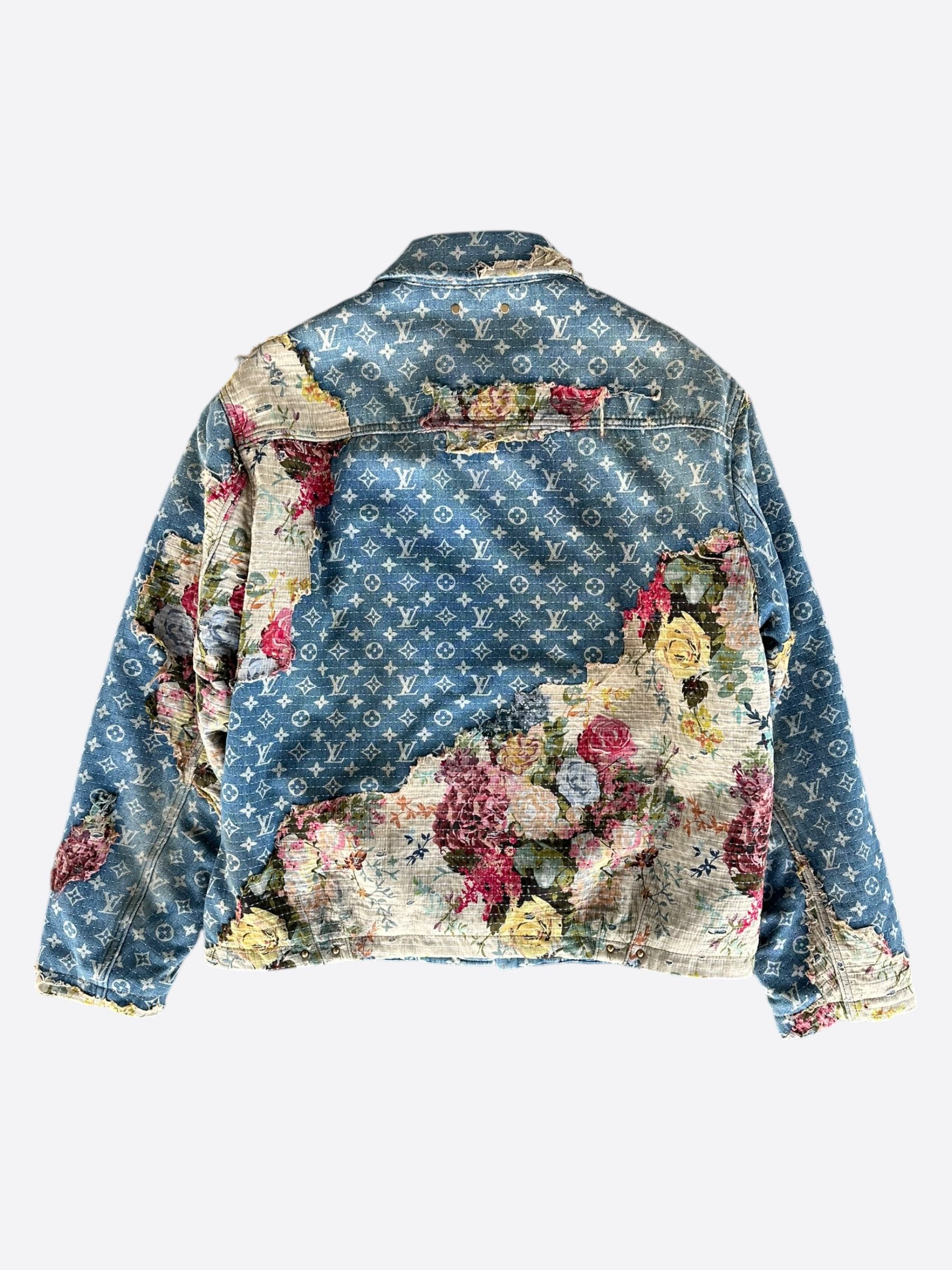 Louis Vuitton Blue Monogram Distressed Floral Workwear Jacket Size US XL / EU 56 / 4 - 2 Thumbnail