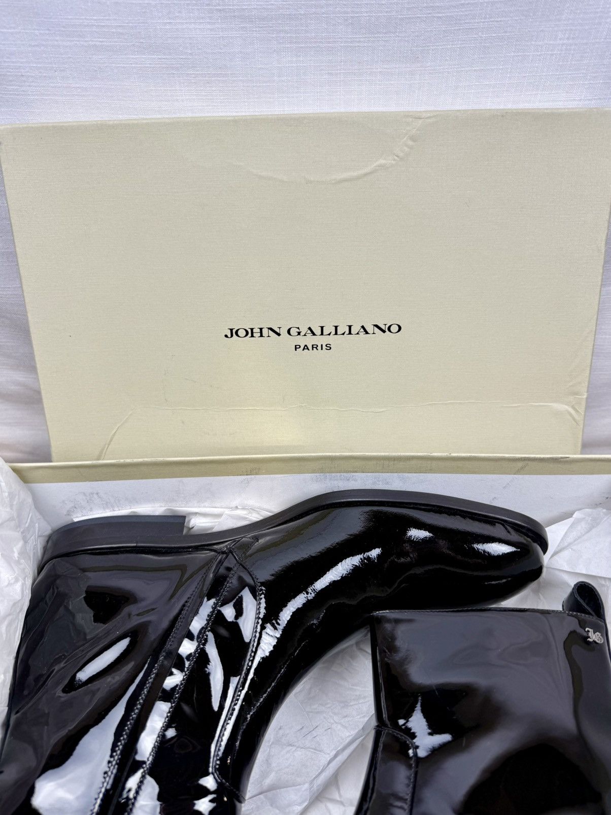 John Galliano Archive New in box Patent Leather Black Zip Boots 42 RARE! Size US 9 / EU 42 - 15 Thumbnail