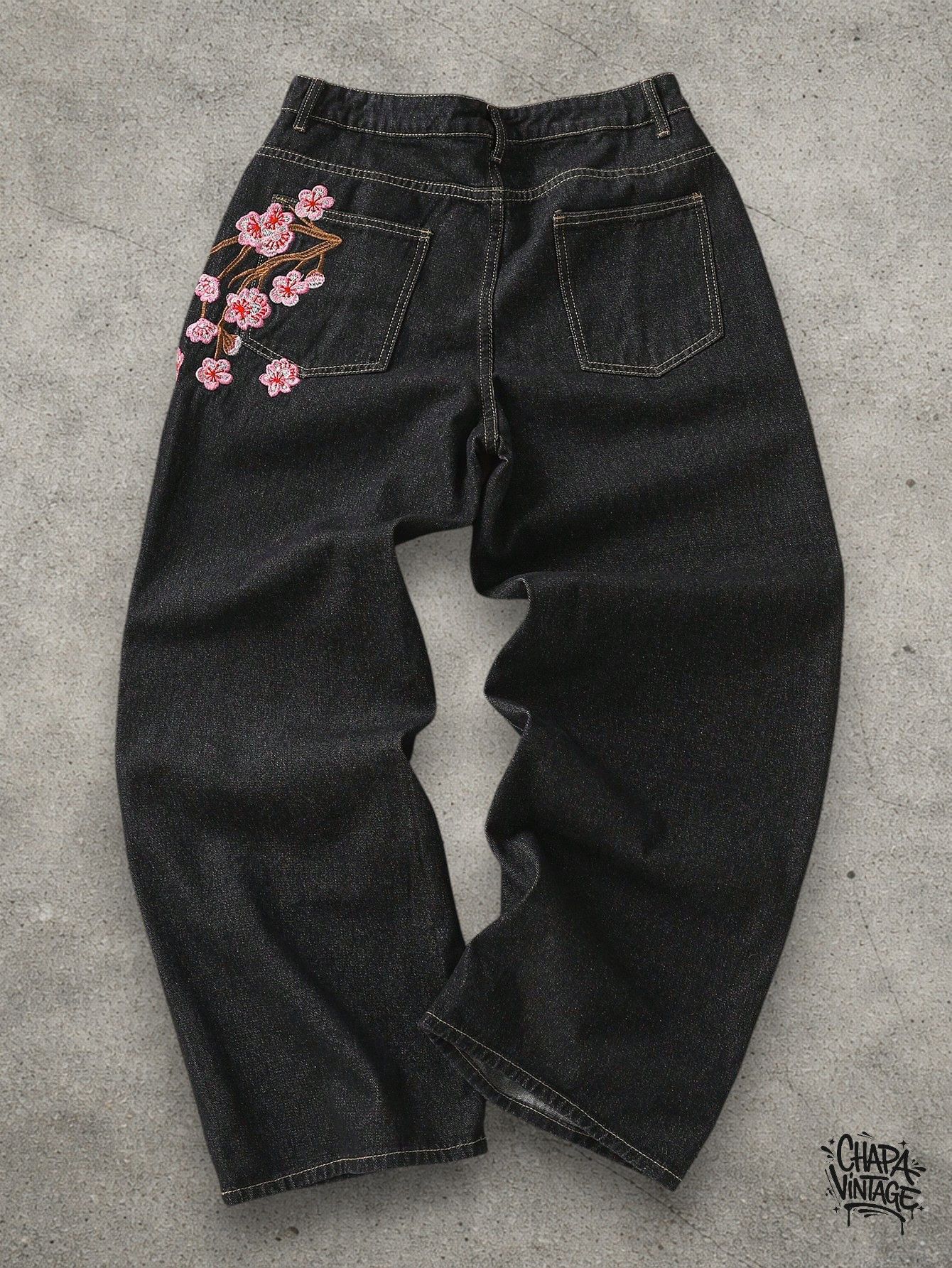 Japanese Brand Floral Dark blue jeans Size US 32 / EU 48 - 2 Thumbnail