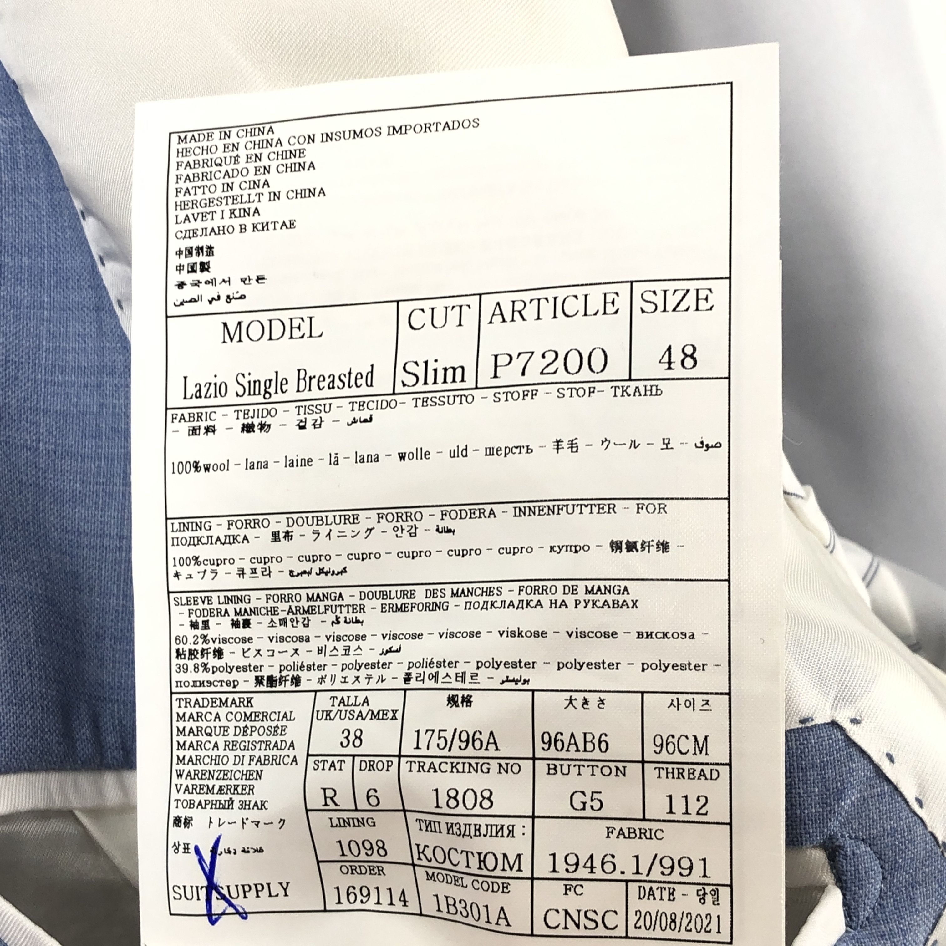 Suitsupply Lazio Single Breasted Wool Blazer Size EU:48; UK:38; US:38S Size 38S - 9 Thumbnail