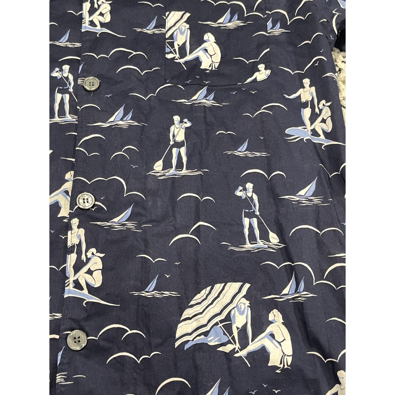 Polo Ralph Lauren Polo Ralph Lauren Surf Woven Button Up Short Sleeve Shirt L Navy Blue Size US L / EU 52-54 / 3 - 4 Thumbnail