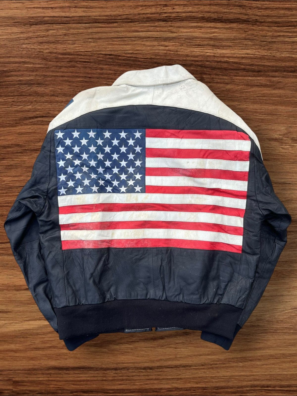 Michael Hoban × Vintage Vintage Michael Hoban Wheremi USA Big Flag Leather Jacket Size US L / EU 52-54 / 3 - 3 Thumbnail